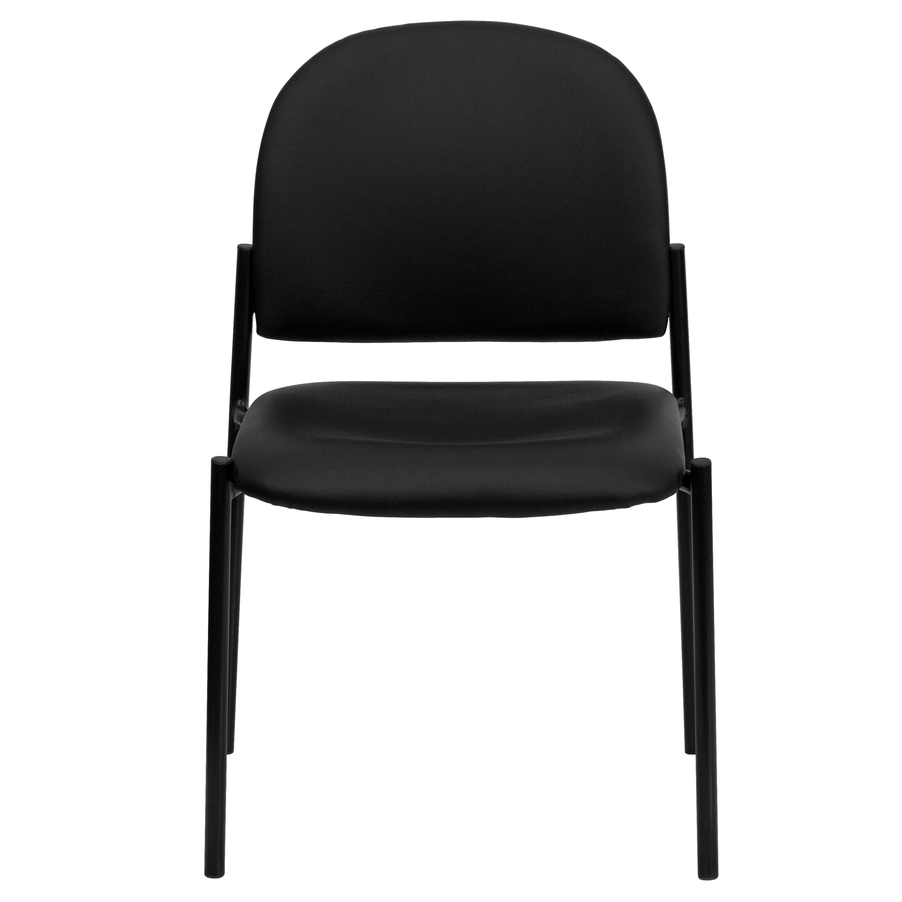 Tania Comfort Black Vinyl Stackable Steel Side Reception Chair