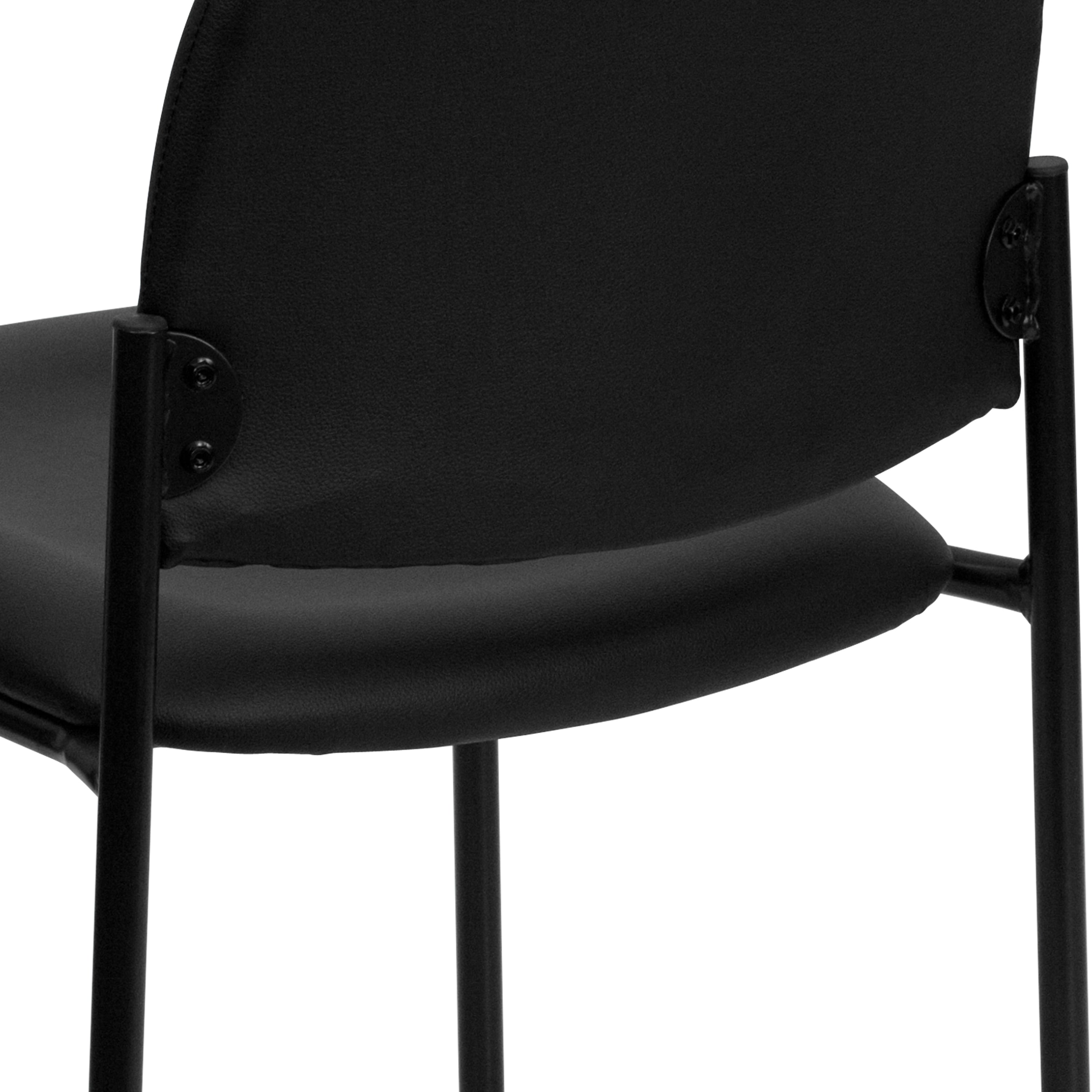 Tania Comfort Black Vinyl Stackable Steel Side Reception Chair