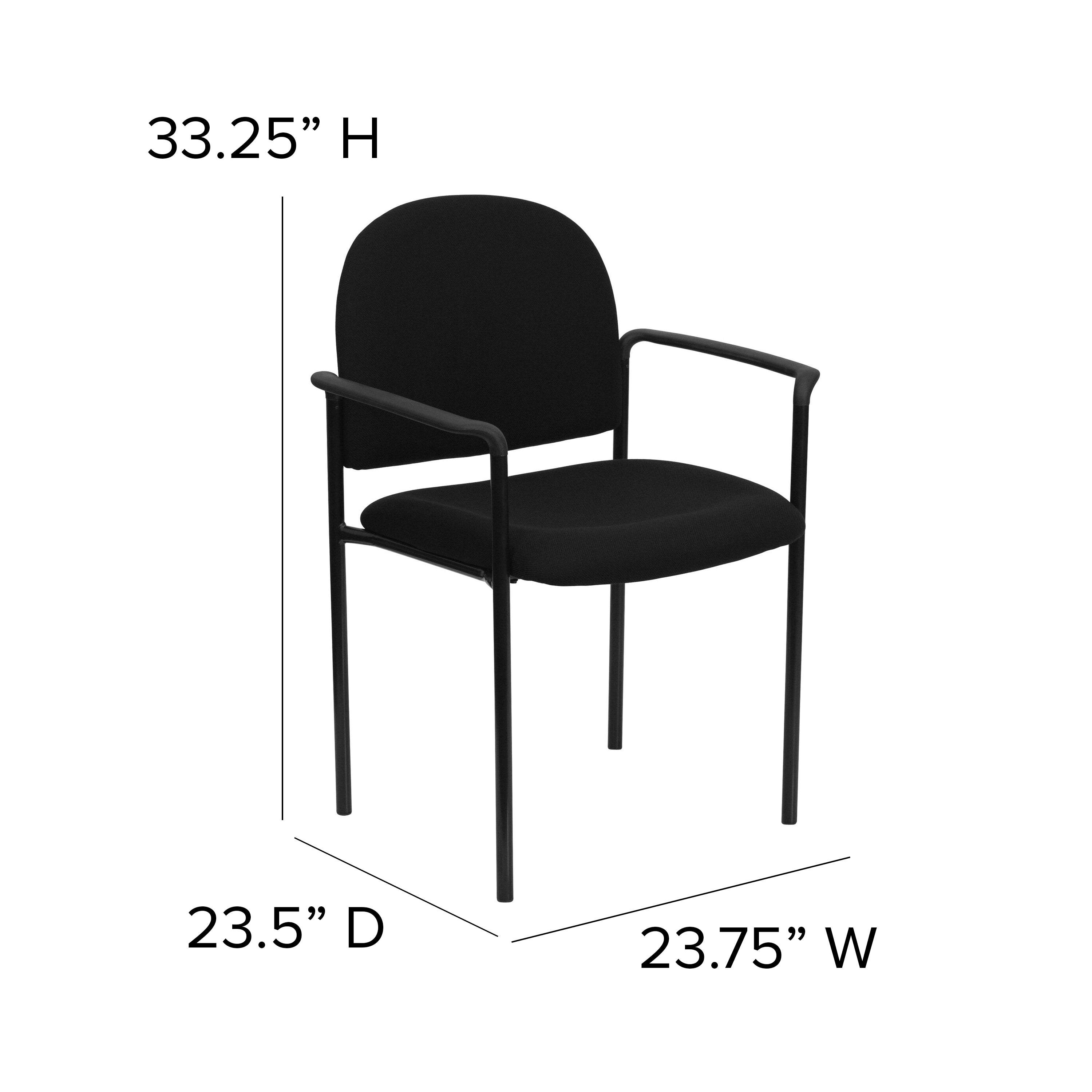 Tiffany Comfort Black Fabric Stackable Steel Side Reception Chair with Arms
