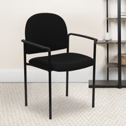 Tiffany Comfort Black Fabric Stackable Steel Side Reception Chair with Arms