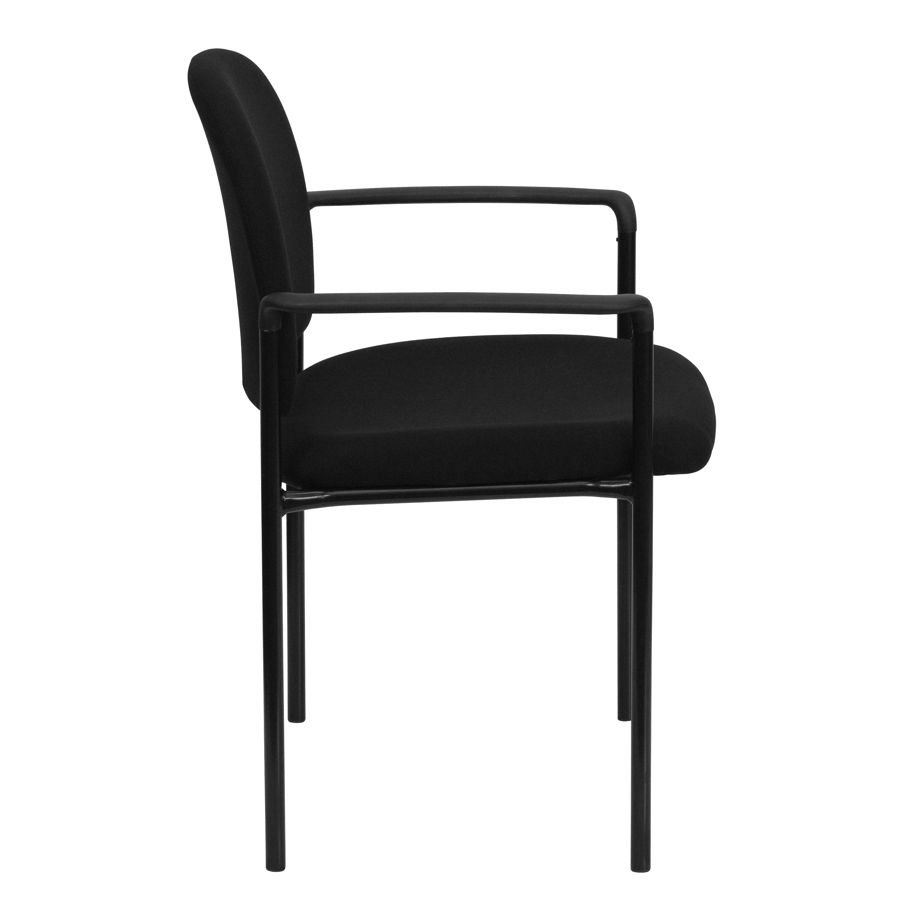 Tiffany Comfort Black Fabric Stackable Steel Side Reception Chair with Arms