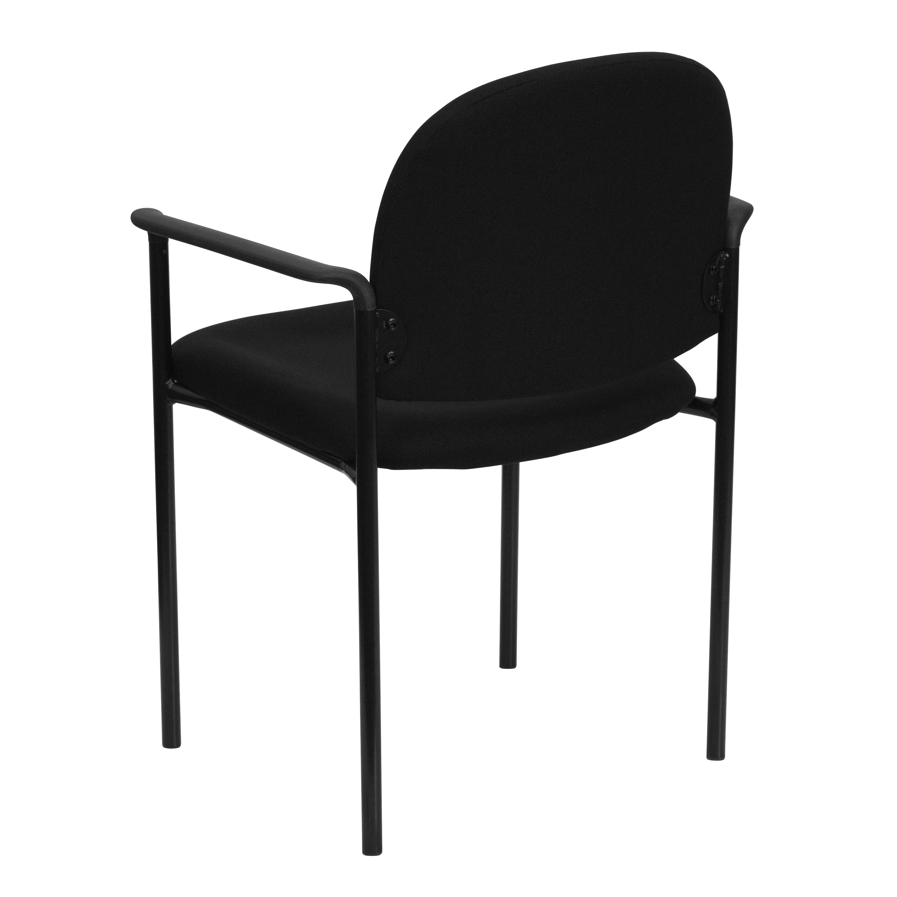 Tiffany Comfort Black Fabric Stackable Steel Side Reception Chair with Arms