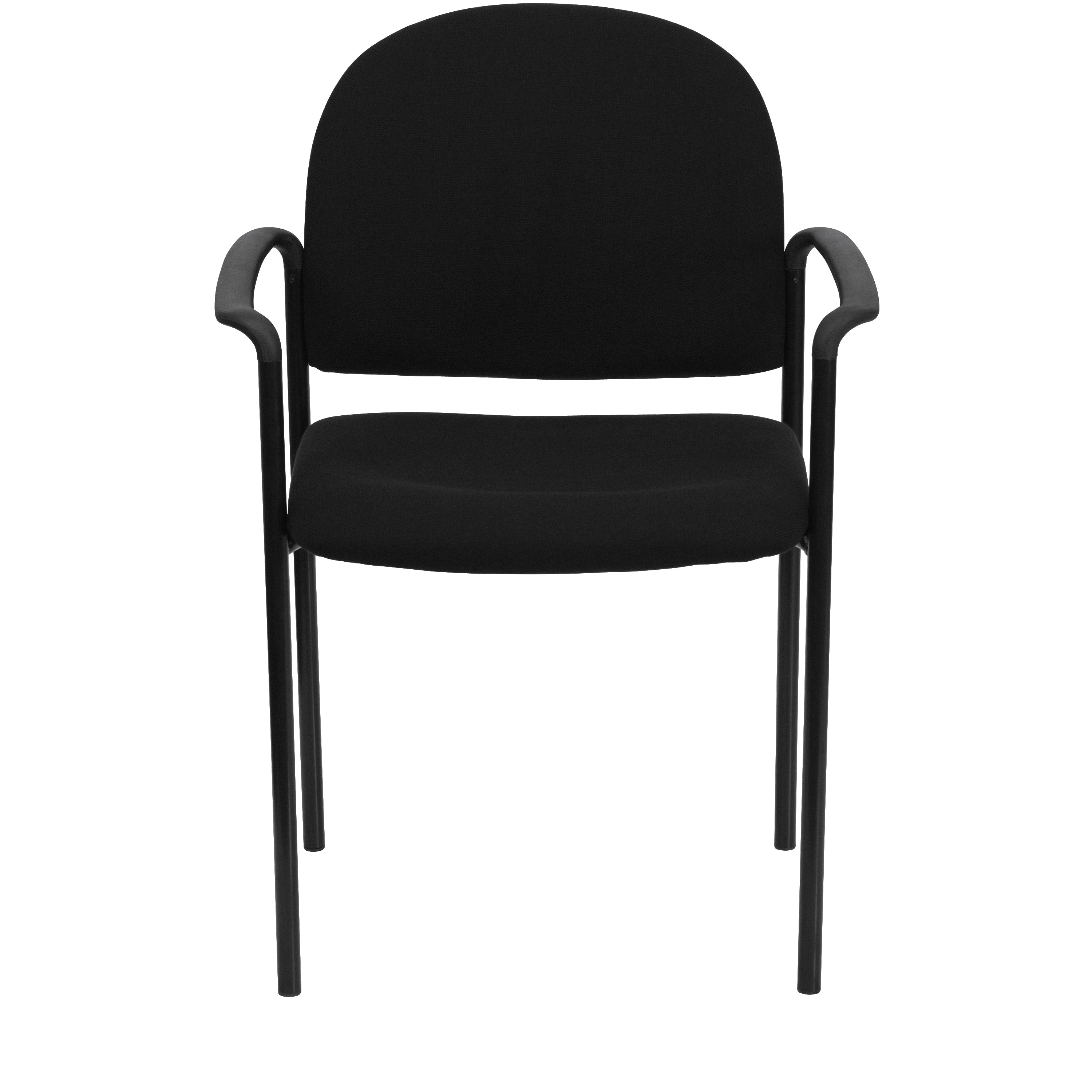 Tiffany Comfort Black Fabric Stackable Steel Side Reception Chair with Arms