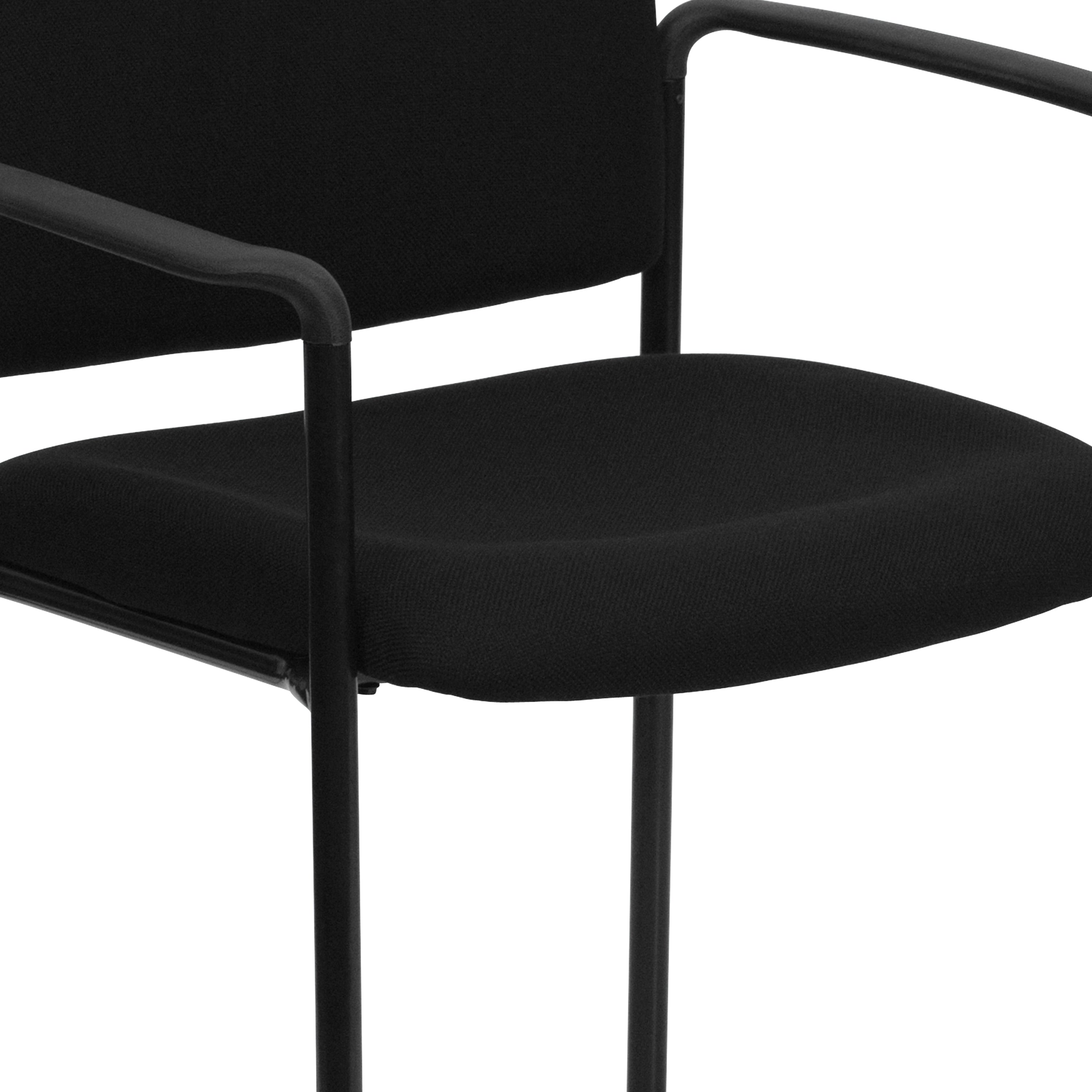 Tiffany Comfort Black Fabric Stackable Steel Side Reception Chair with Arms