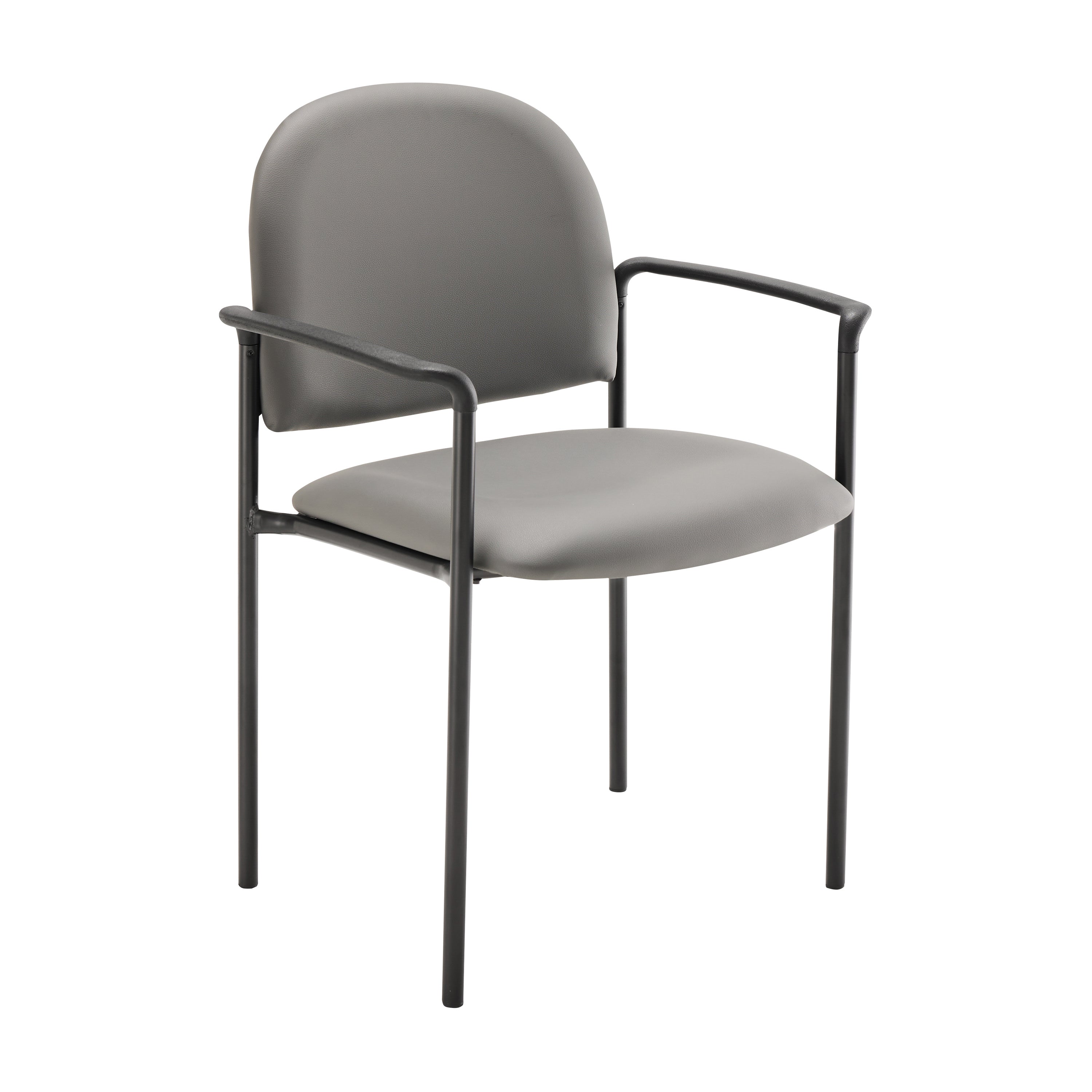 Tiffany Comfort Gray Vinyl Stackable Steel Side Reception Chair with Arms