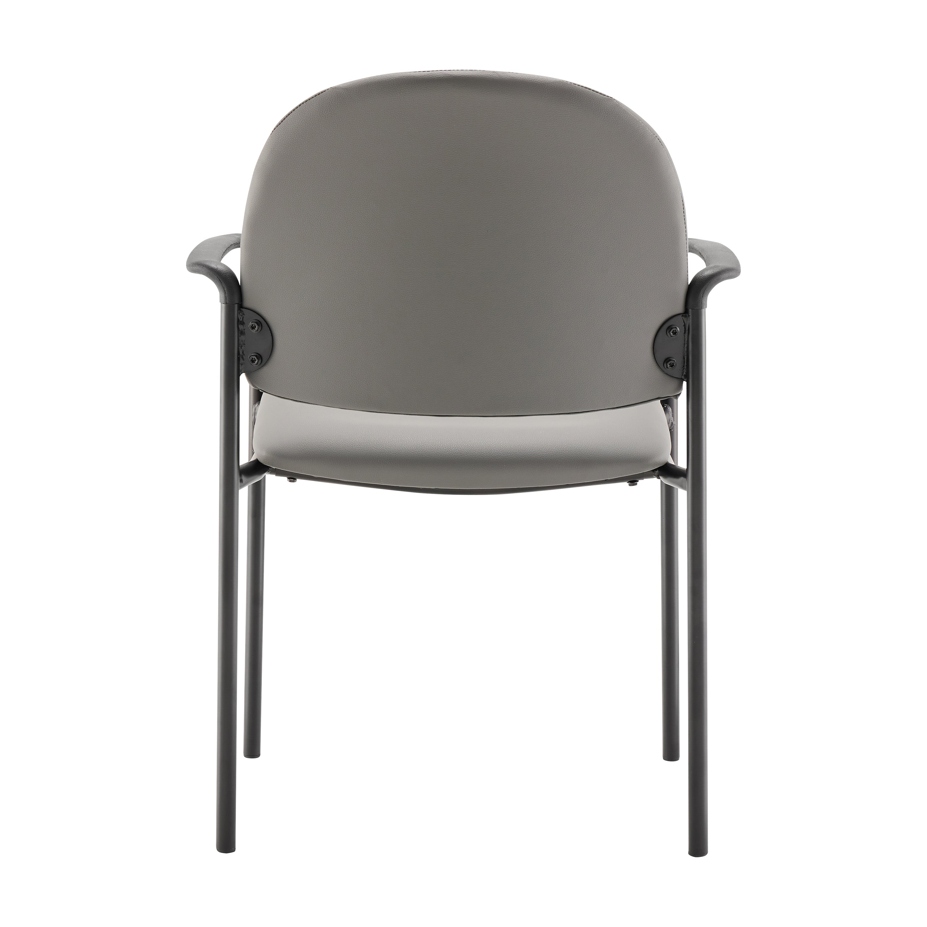 Tiffany Comfort Gray Vinyl Stackable Steel Side Reception Chair with Arms