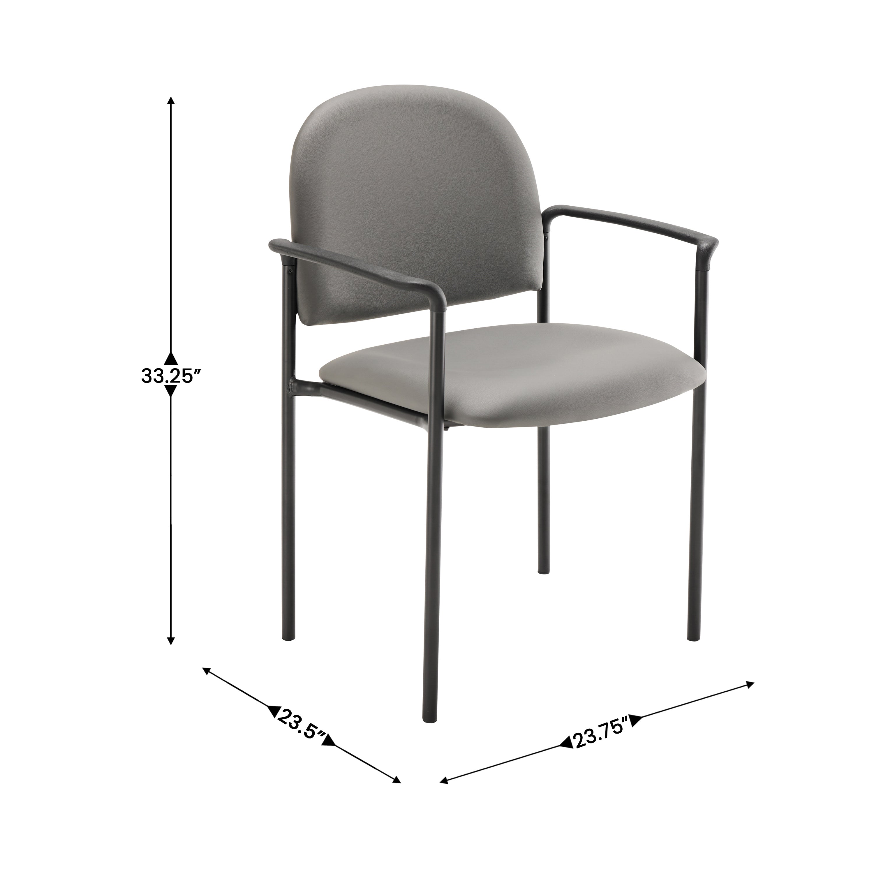 Tiffany Comfort Gray Vinyl Stackable Steel Side Reception Chair with Arms