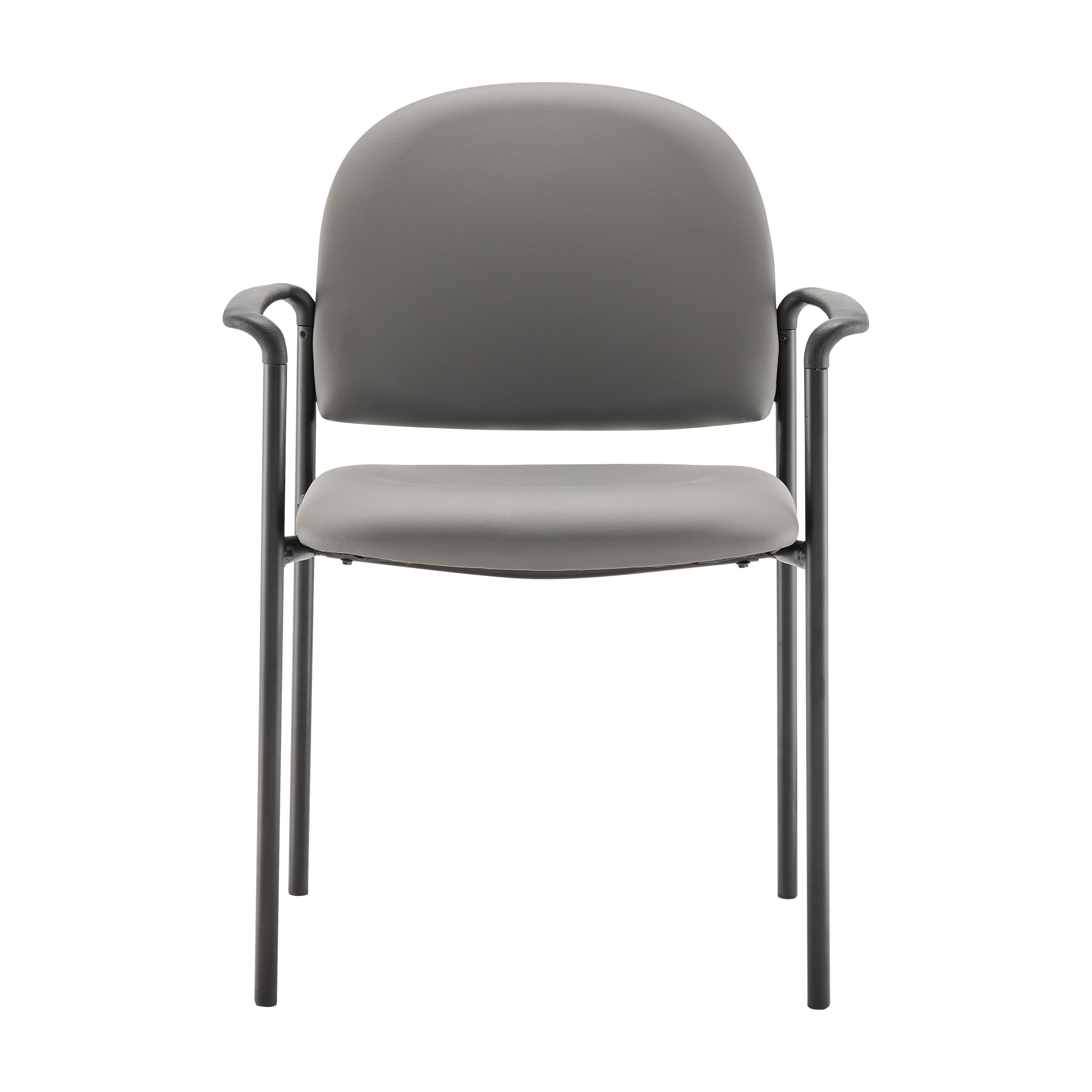 Tiffany Comfort Gray Vinyl Stackable Steel Side Reception Chair with Arms