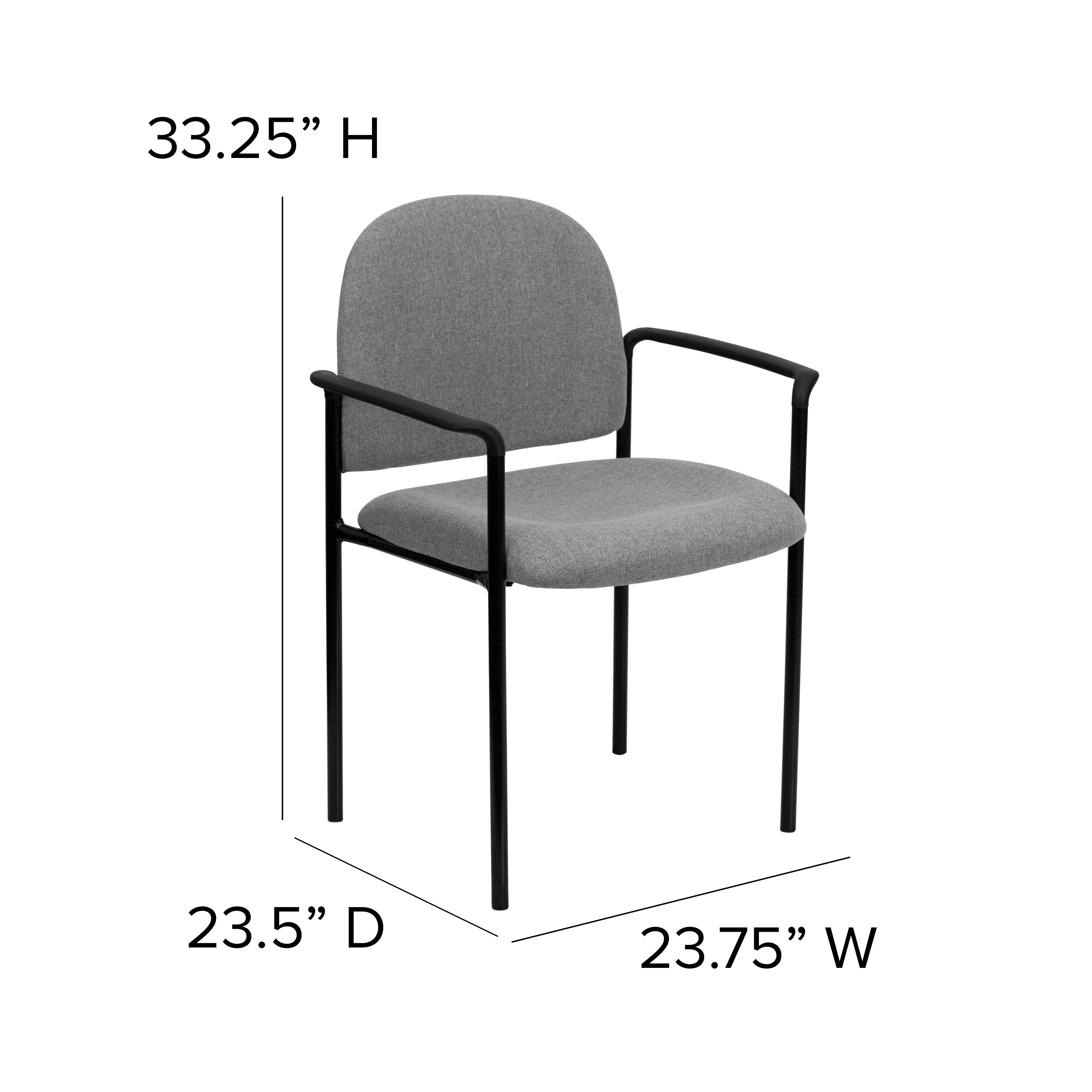 Tiffany Comfort Gray Fabric Stackable Steel Side Reception Chair with Arms