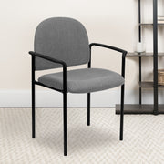 Tiffany Comfort Gray Fabric Stackable Steel Side Reception Chair with Arms