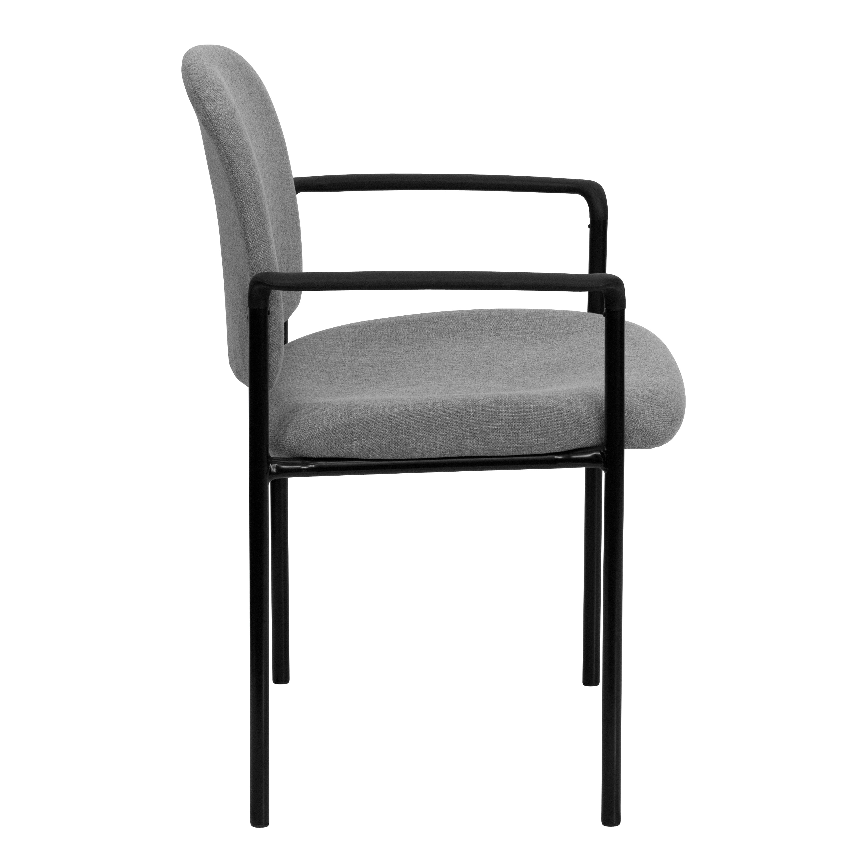 Tiffany Comfort Gray Fabric Stackable Steel Side Reception Chair with Arms