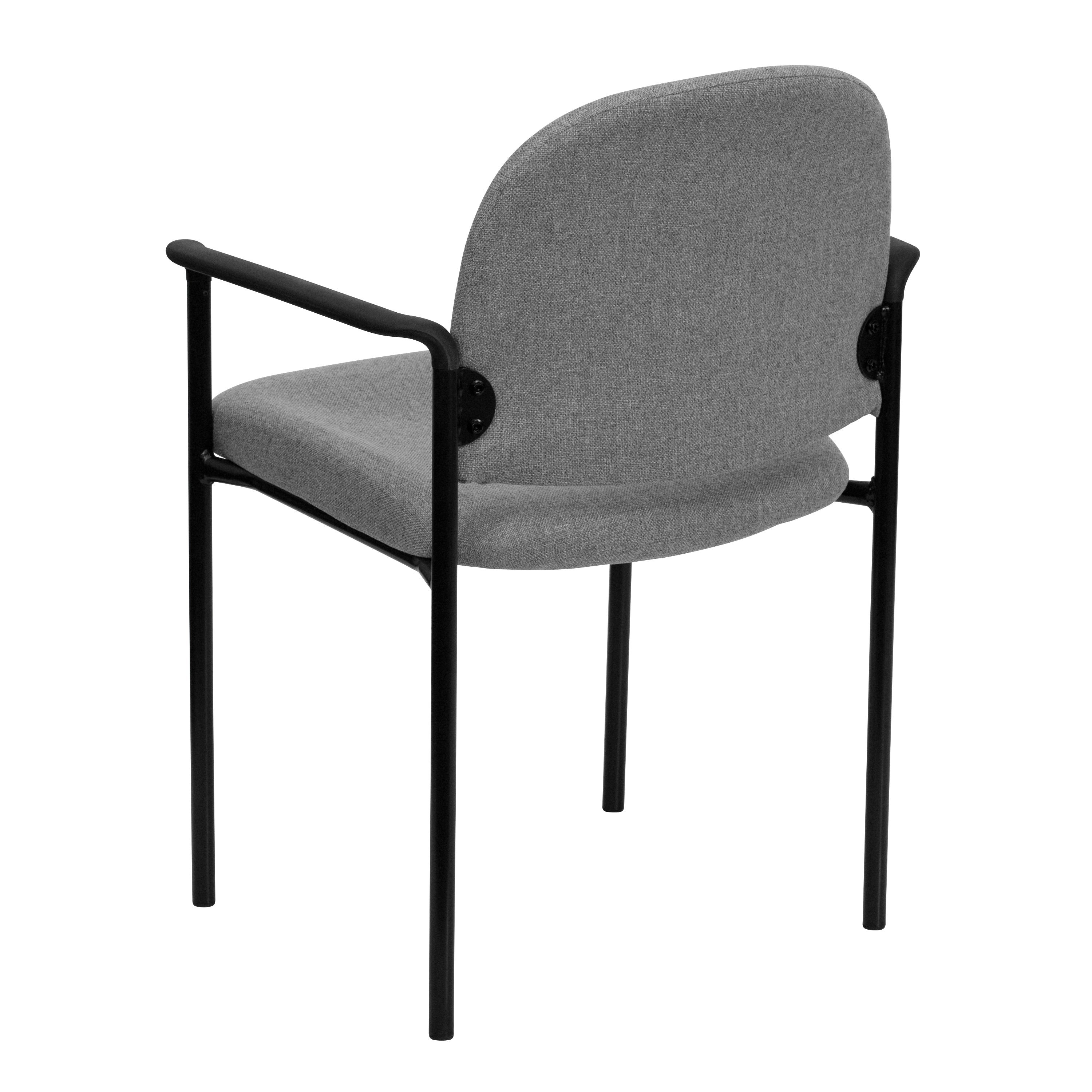 Tiffany Comfort Gray Fabric Stackable Steel Side Reception Chair with Arms