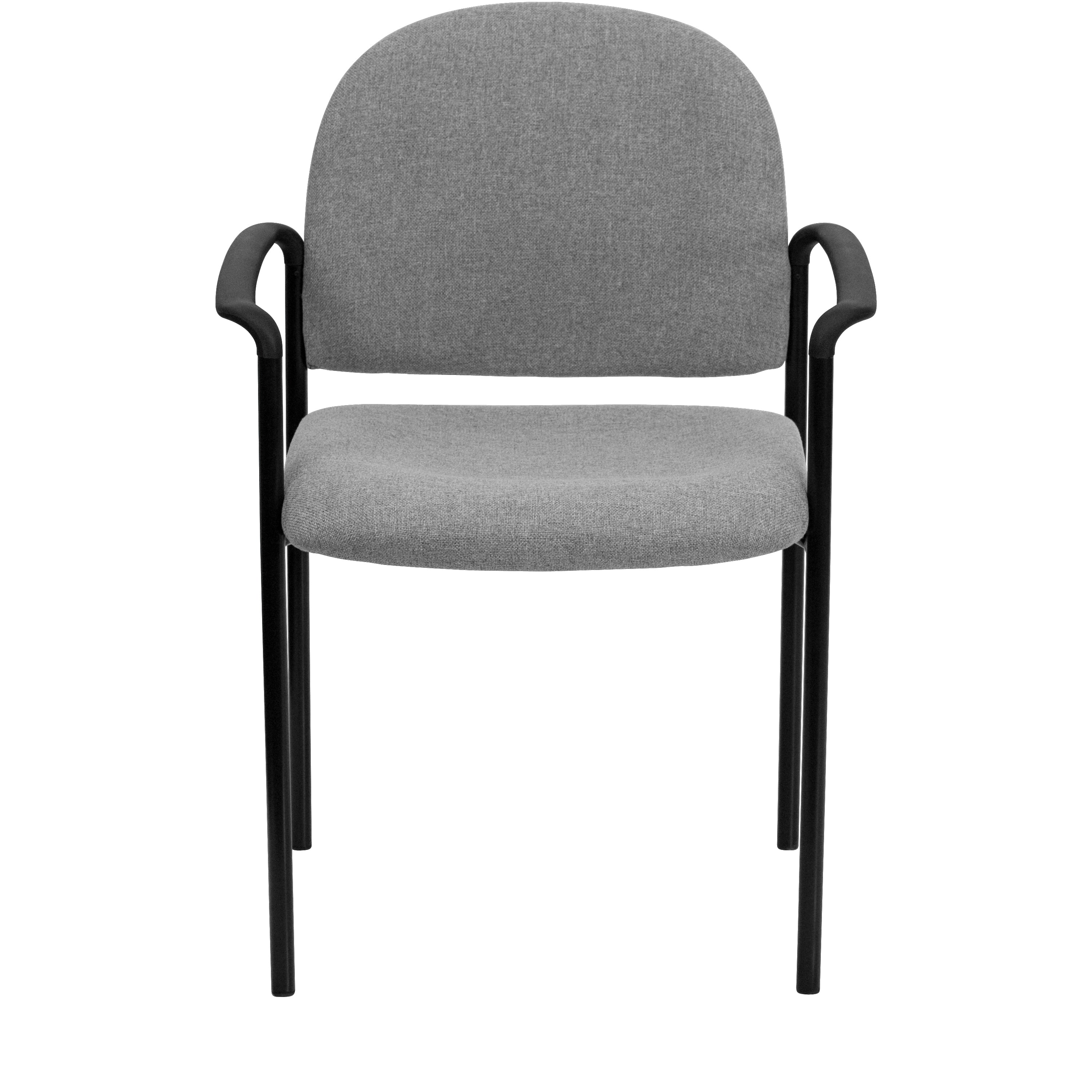 Tiffany Comfort Gray Fabric Stackable Steel Side Reception Chair with Arms