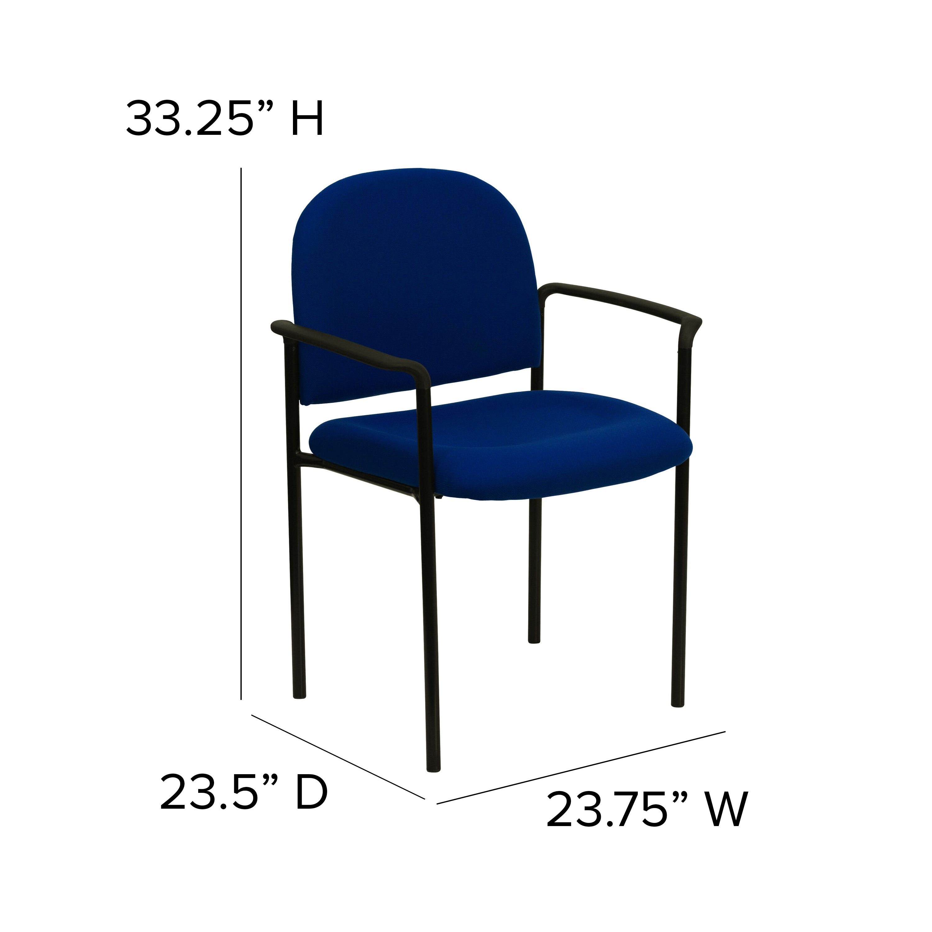 Tiffany Comfort Navy Fabric Stackable Steel Side Reception Chair with Arms