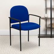Tiffany Comfort Navy Fabric Stackable Steel Side Reception Chair with Arms