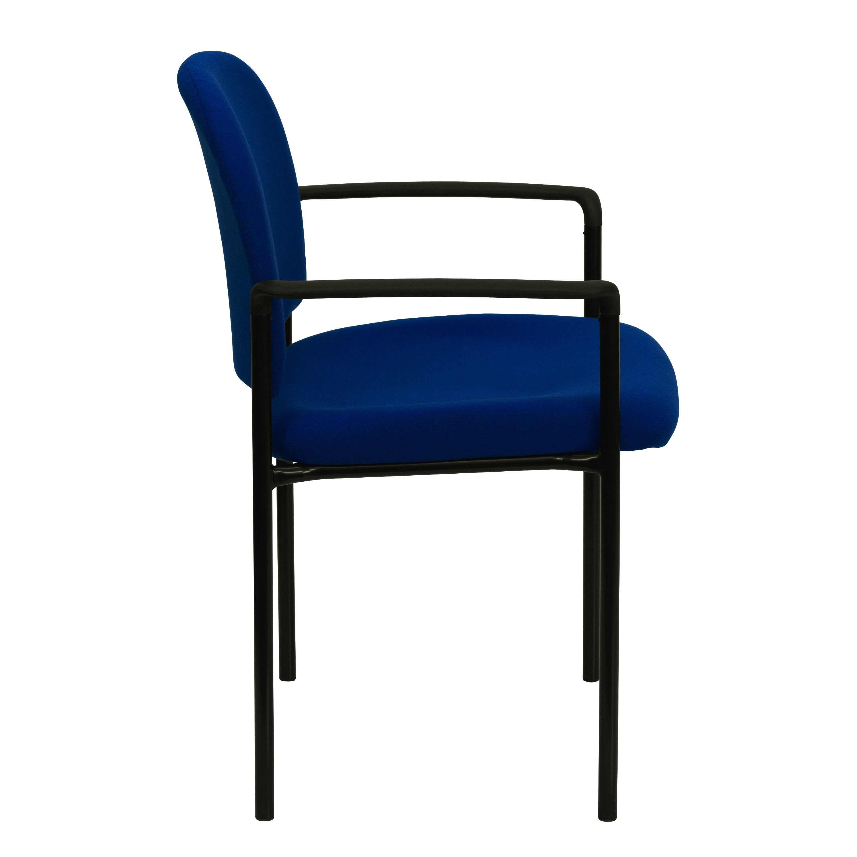 Tiffany Comfort Navy Fabric Stackable Steel Side Reception Chair with Arms