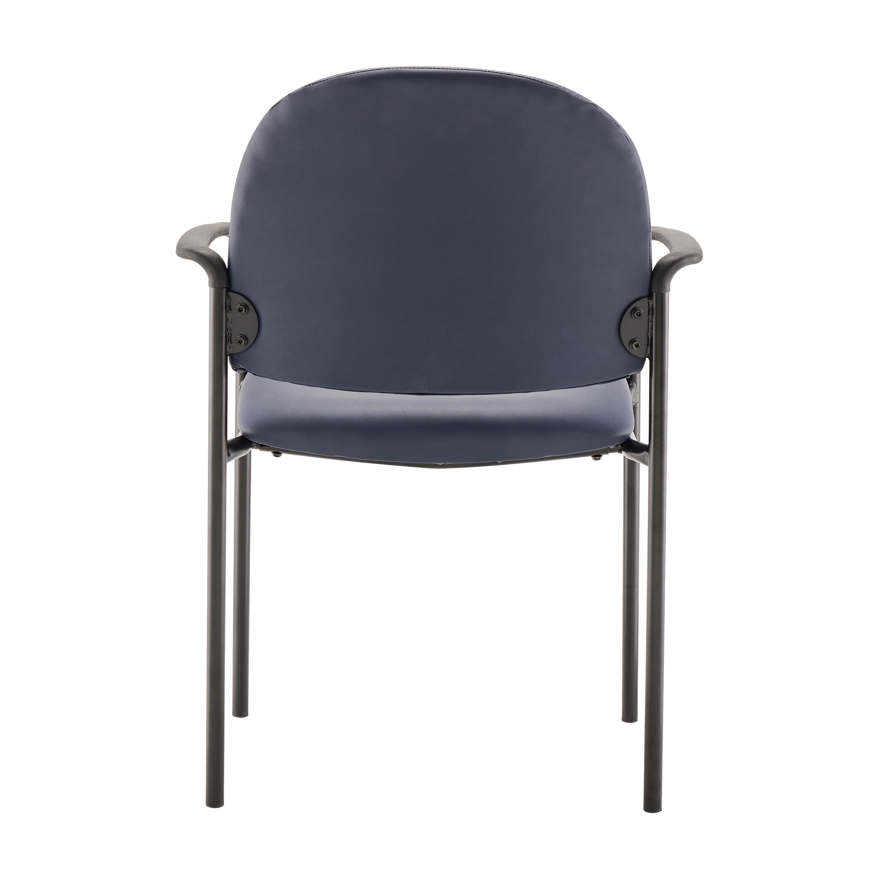 Tiffany Comfort Navy Vinyl Stackable Steel Side Reception Chair with Arms