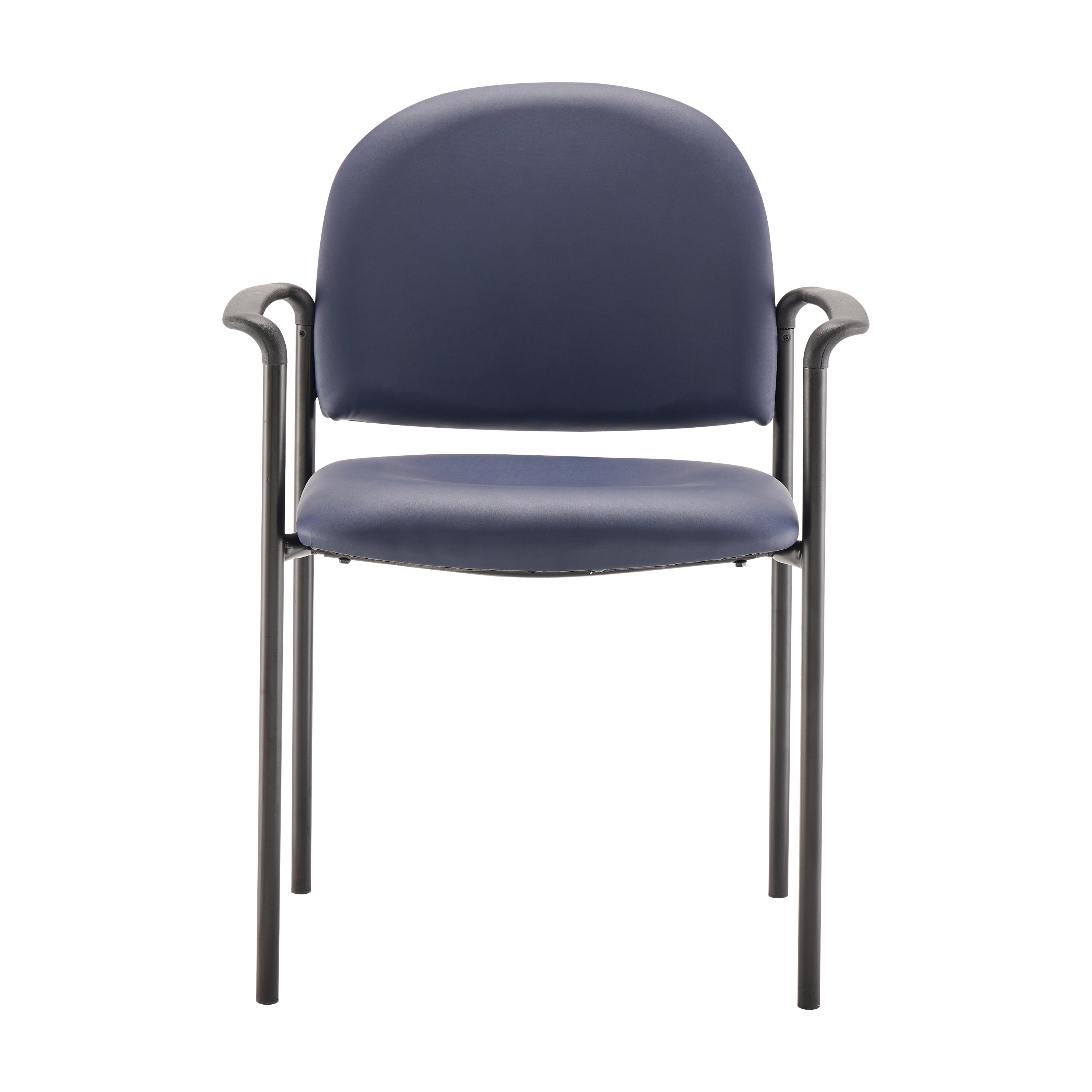 Tiffany Comfort Navy Vinyl Stackable Steel Side Reception Chair with Arms
