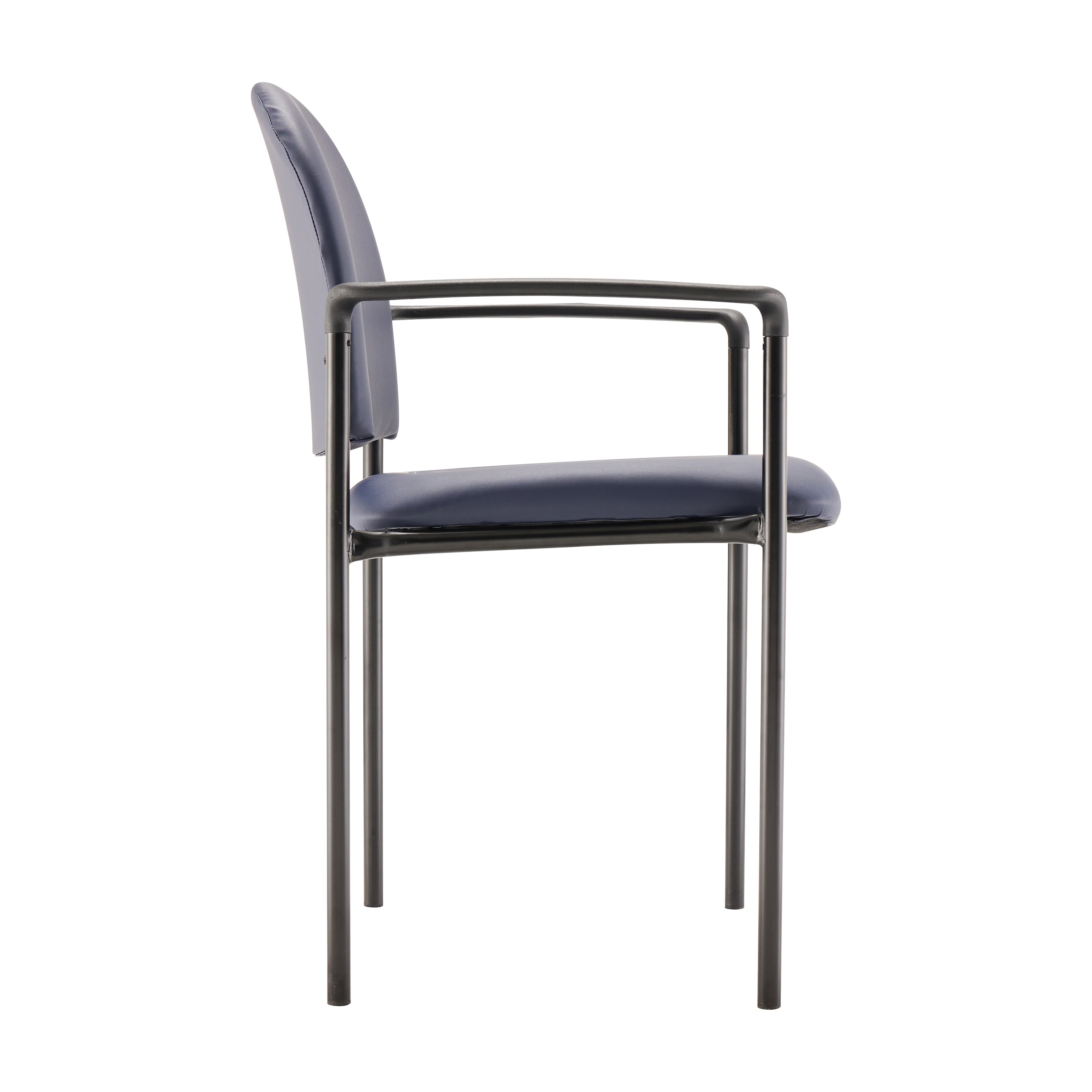 Tiffany Comfort Navy Vinyl Stackable Steel Side Reception Chair with Arms