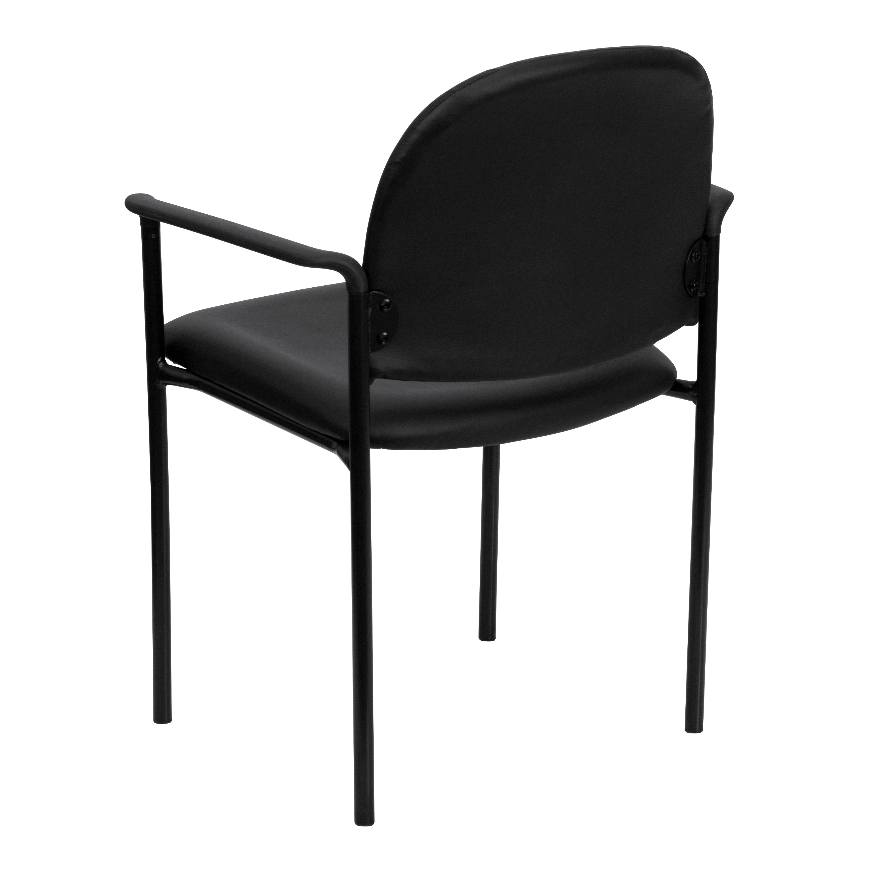 Tiffany Comfort Black Vinyl Stackable Steel Side Reception Chair with Arms