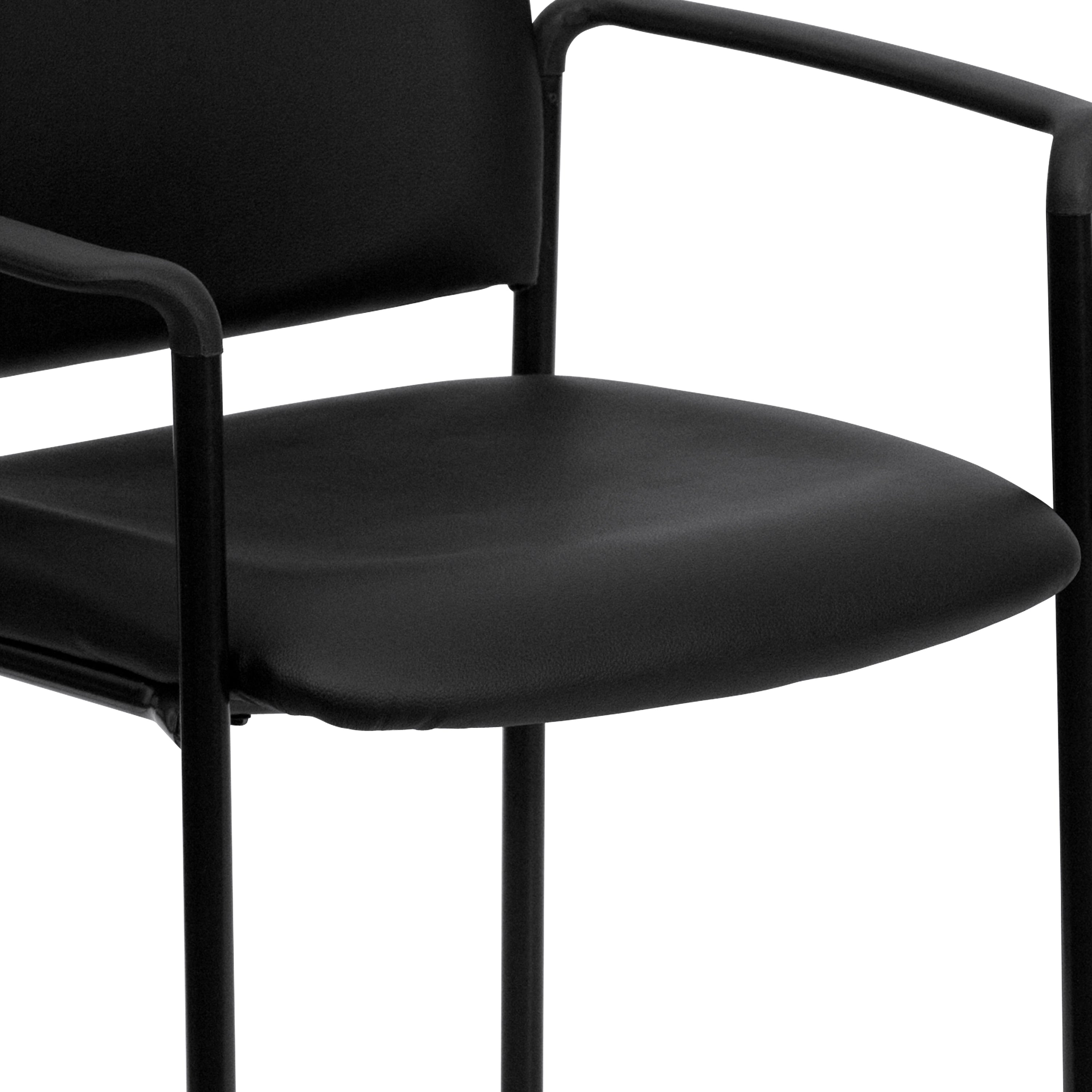 Tiffany Comfort Black Vinyl Stackable Steel Side Reception Chair with Arms