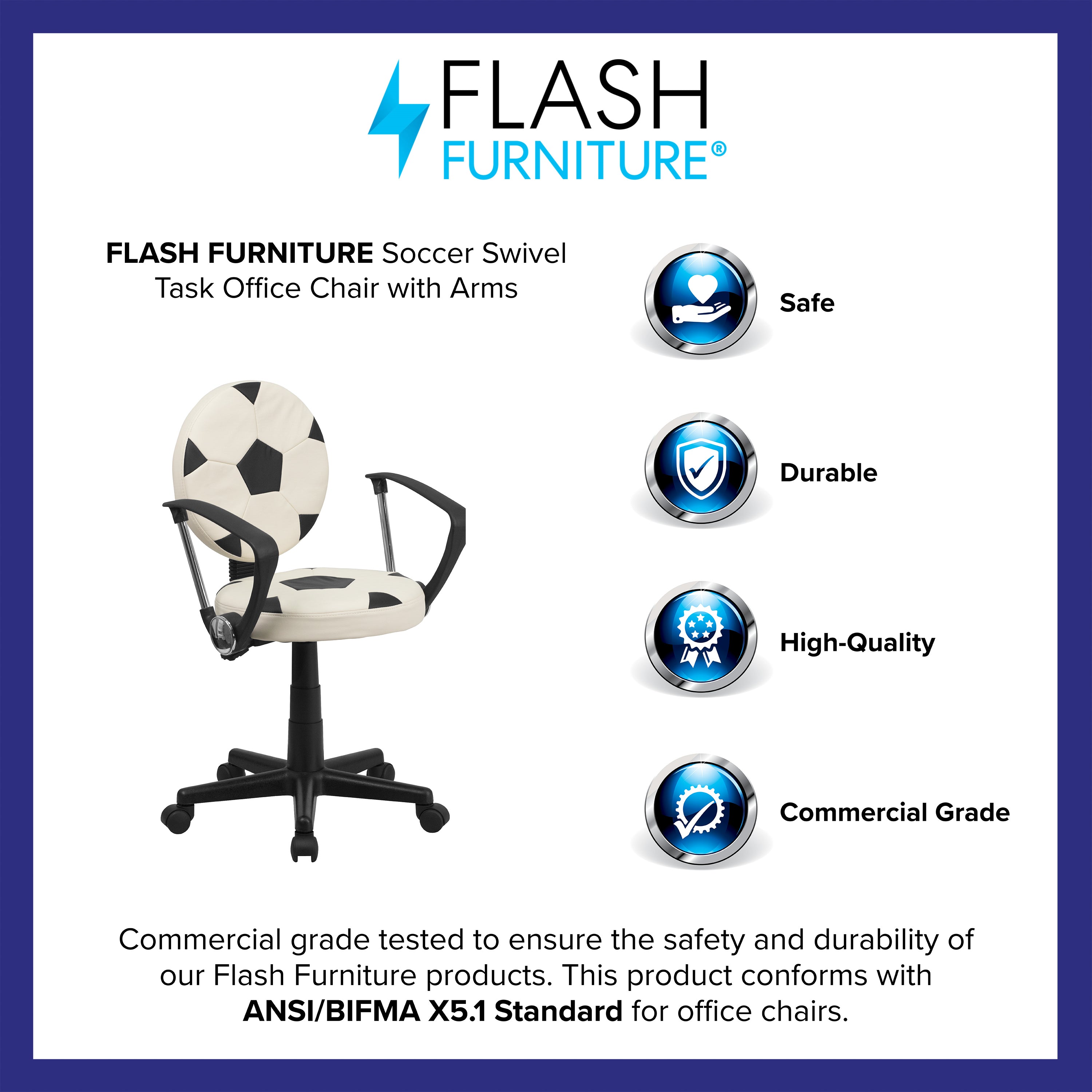 Billy Soccer Swivel Task Office Chair with Arms