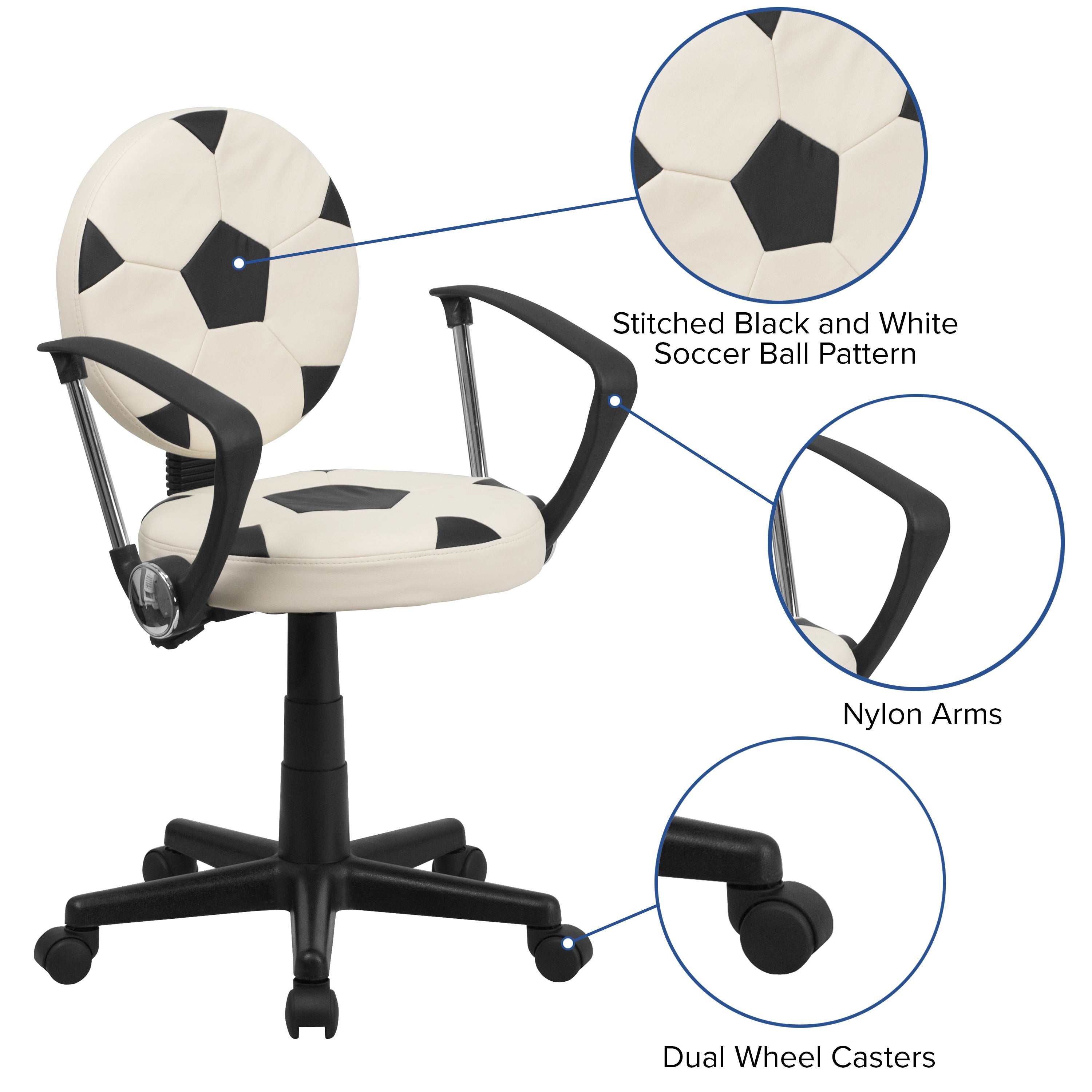 Billy Soccer Swivel Task Office Chair with Arms