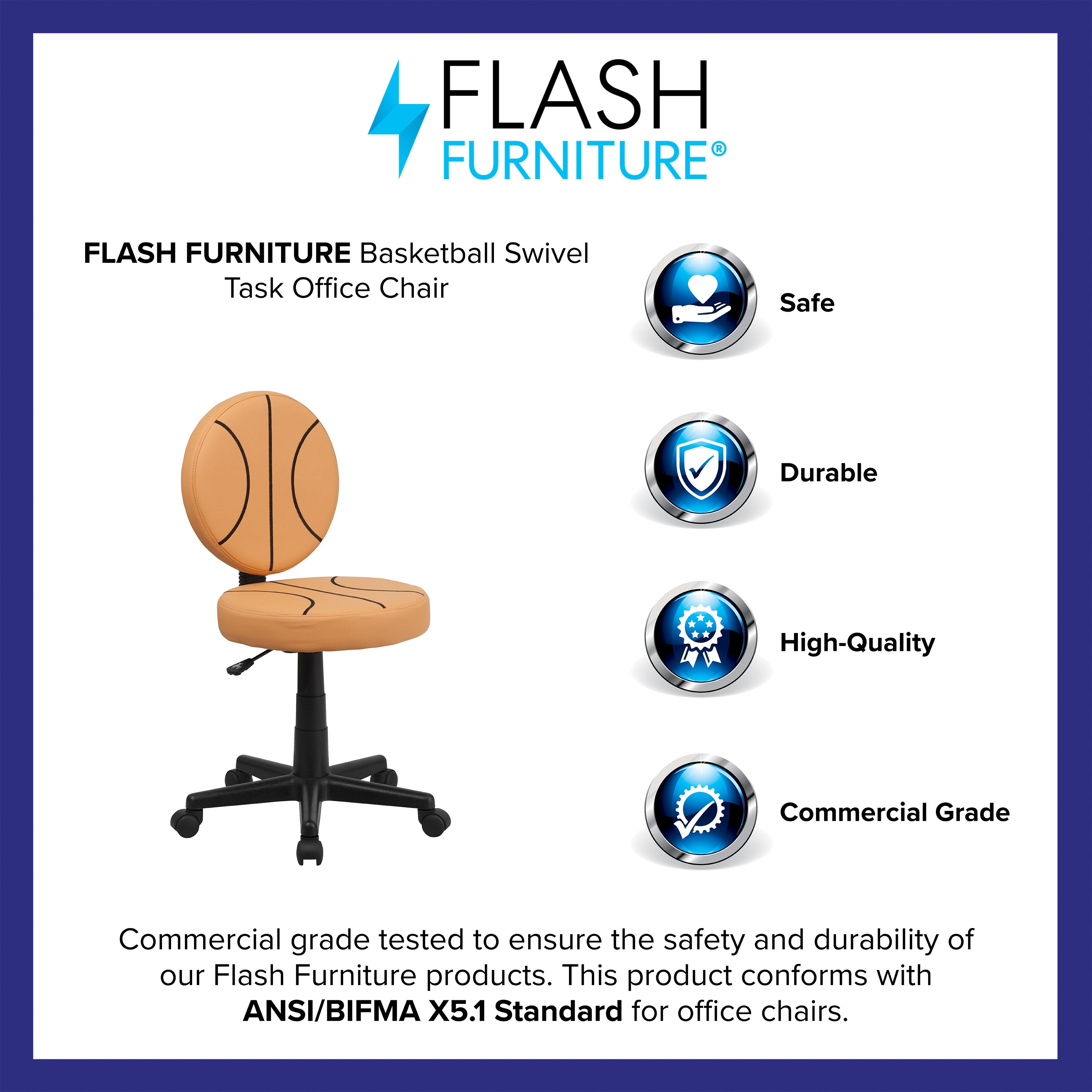 Brandon Basketball Swivel Task Office Chair