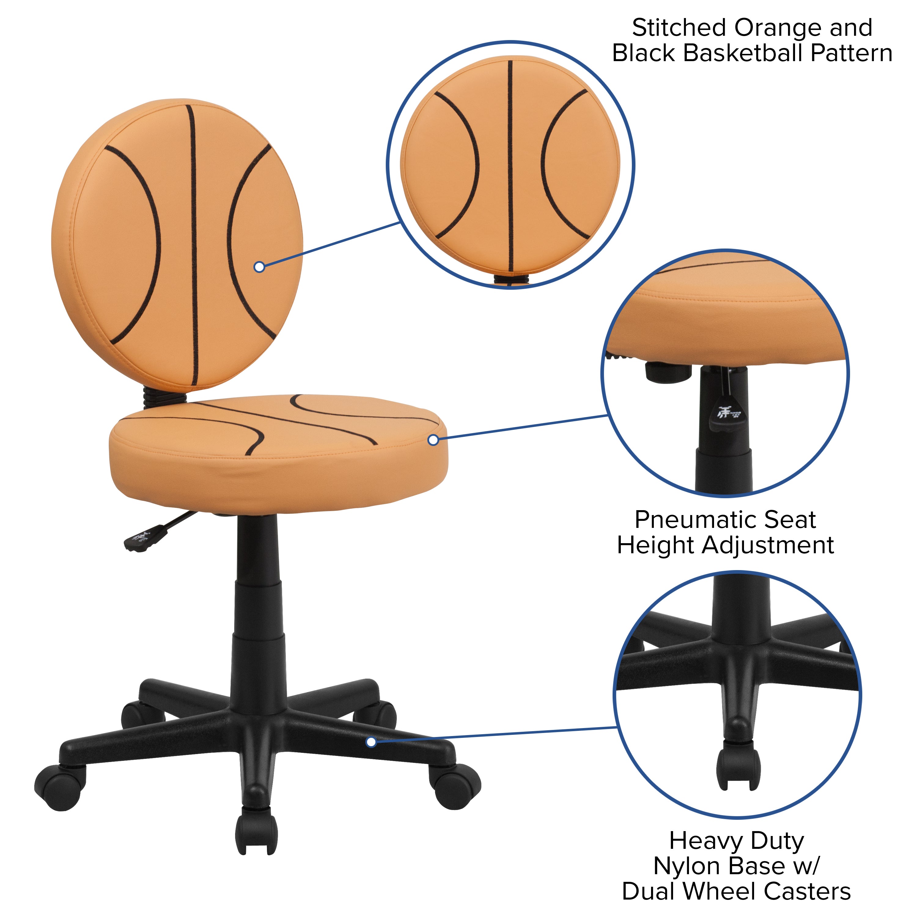Brandon Basketball Swivel Task Office Chair