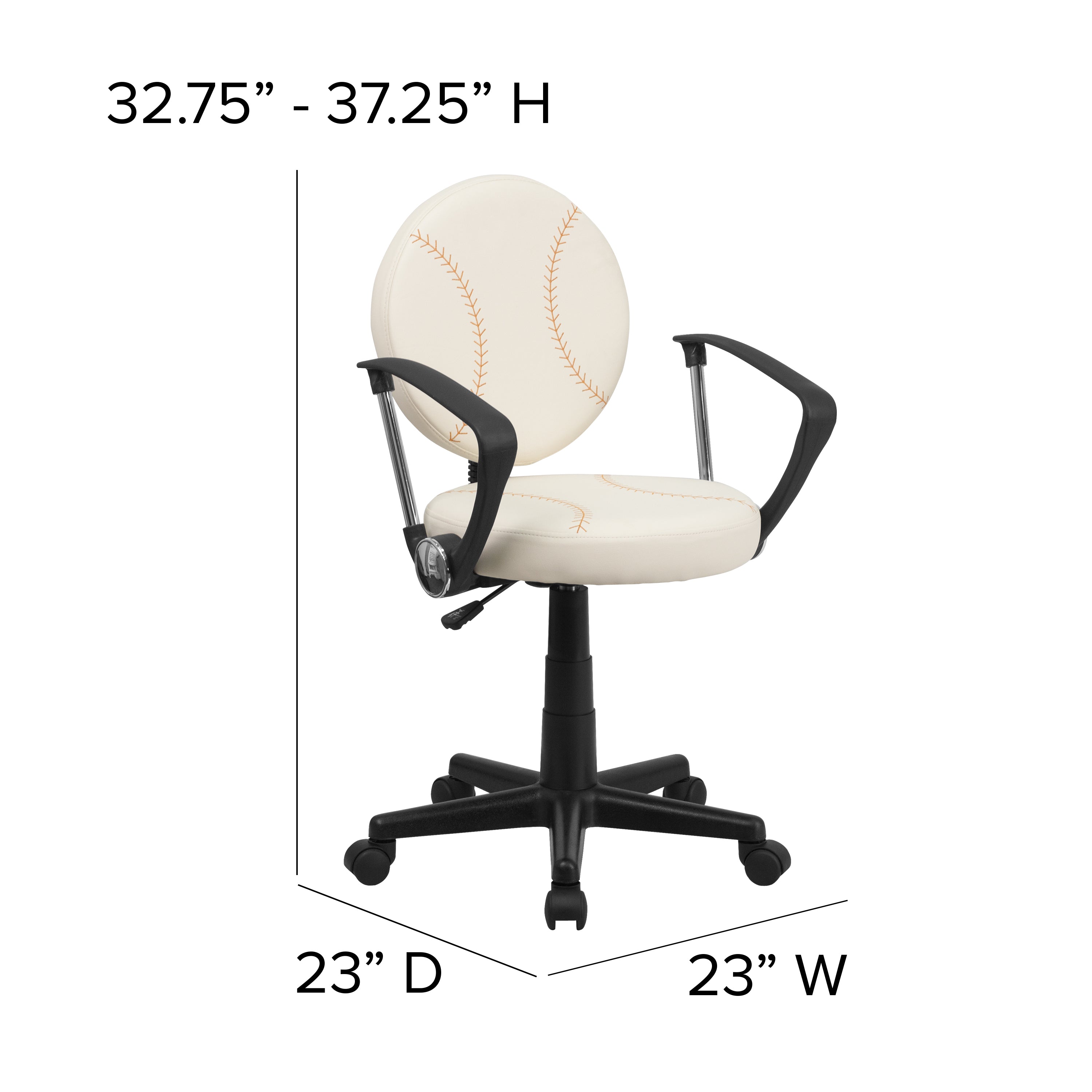 Jonathan Baseball Swivel Task Office Chair with Arms