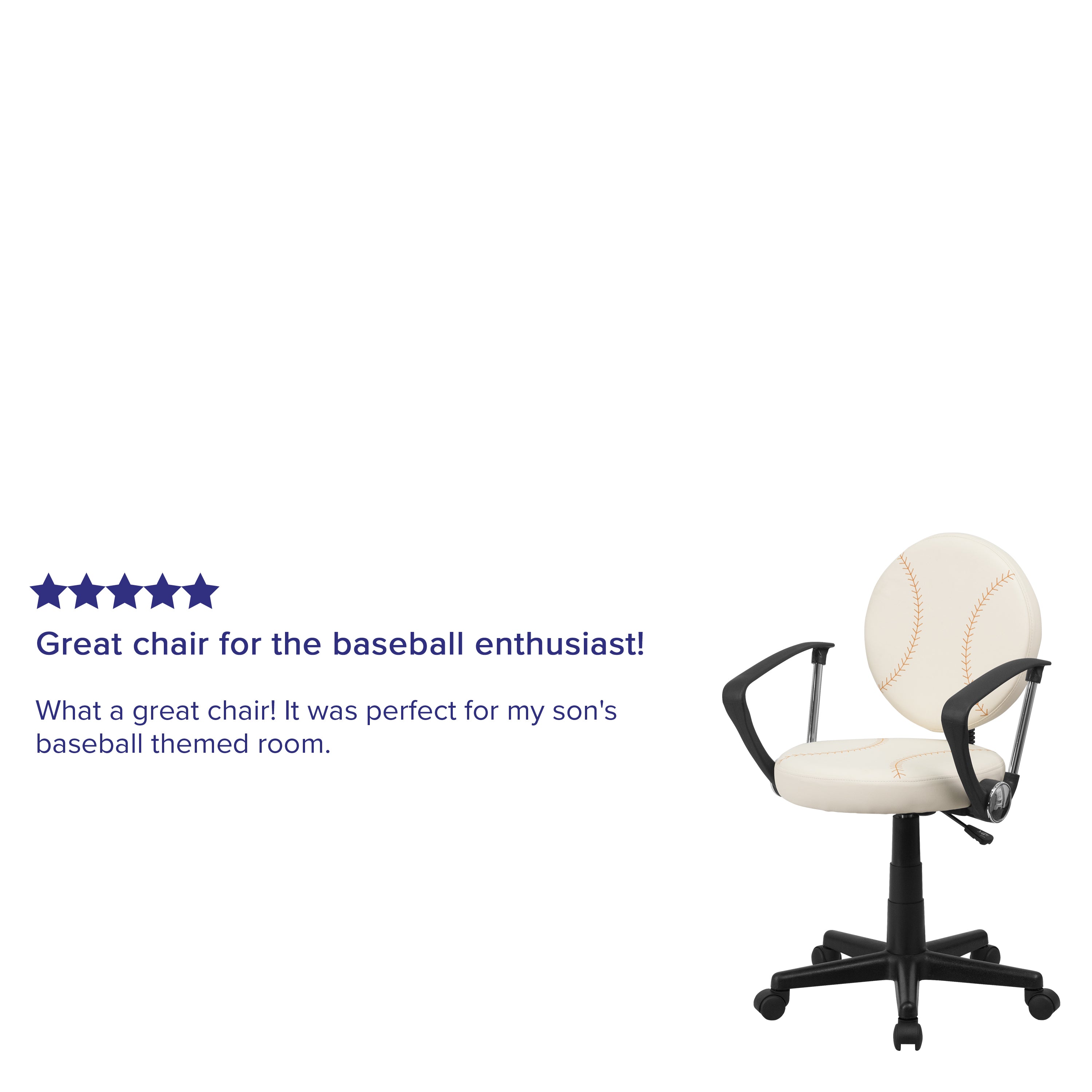 Jonathan Baseball Swivel Task Office Chair with Arms
