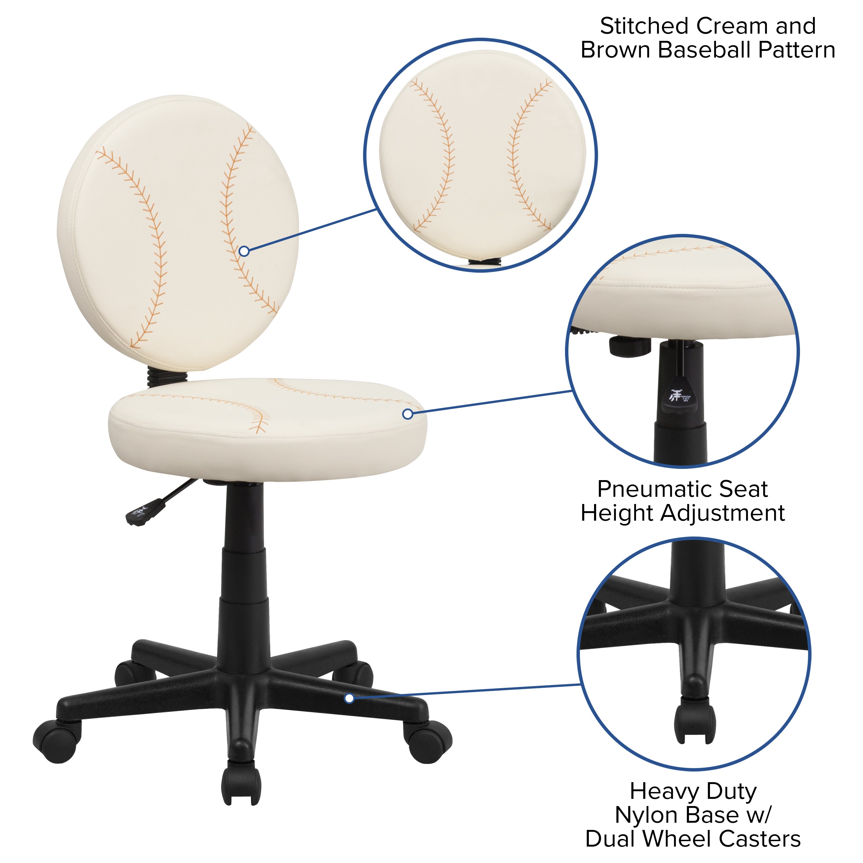 Jonathan Baseball Swivel Task Office Chair