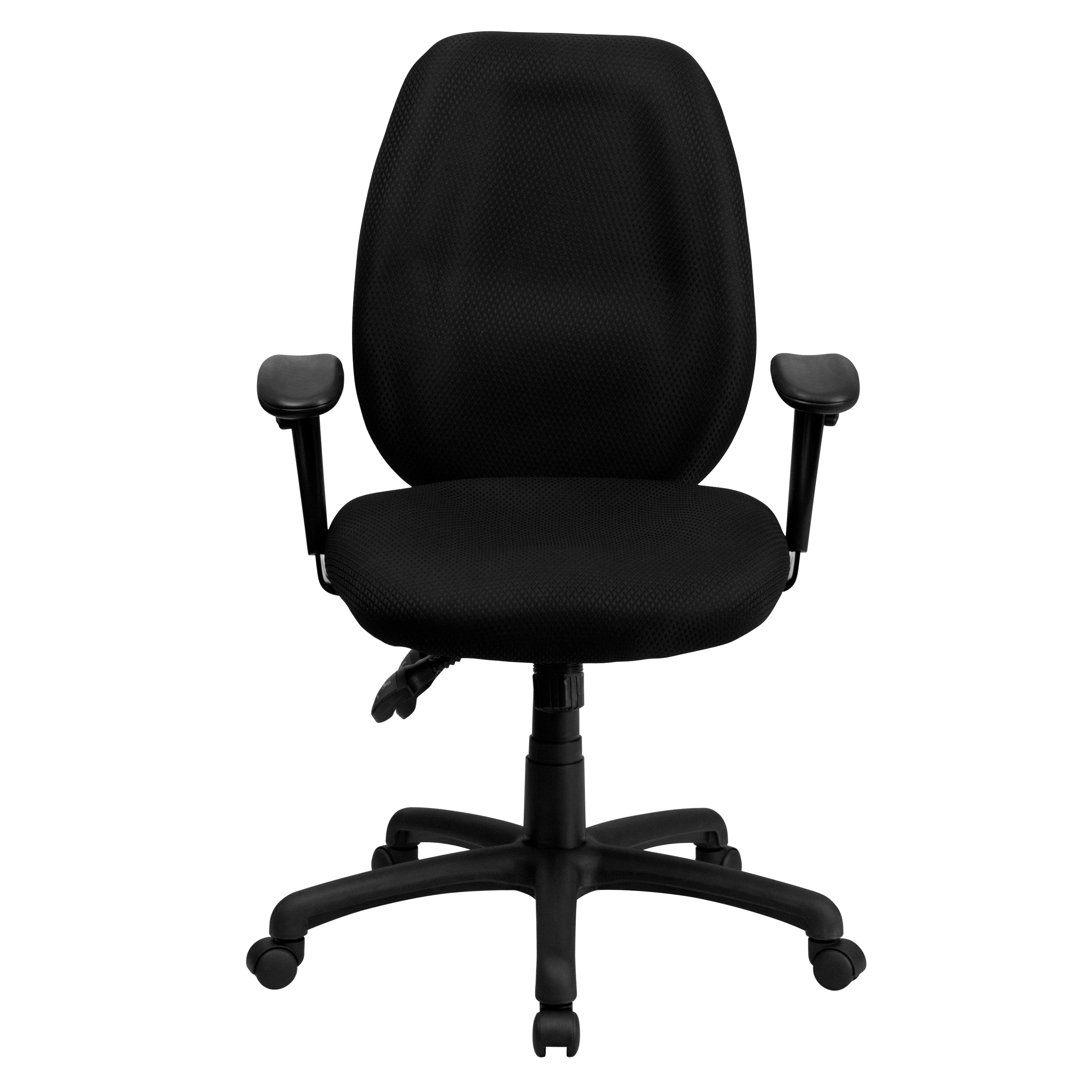 Rochelle High Back Black Fabric Multifunction Ergonomic Executive Swivel Office Chair with Adjustable Arms