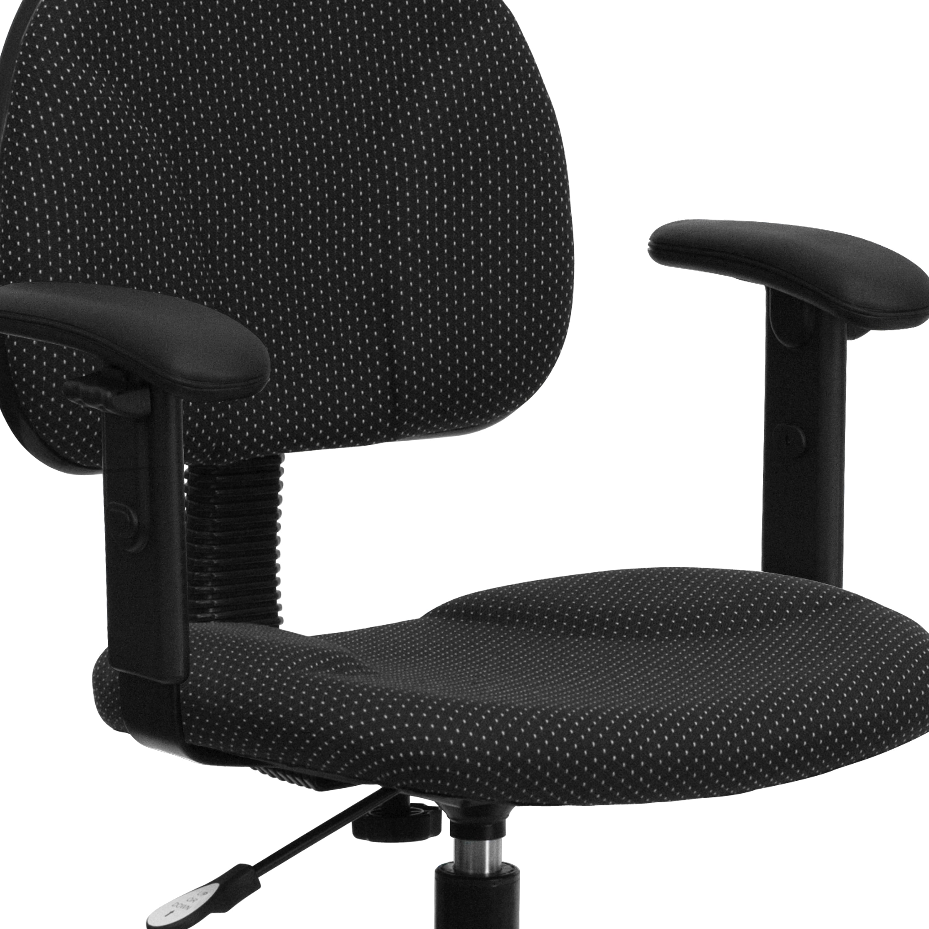 Bruce Black Patterned Fabric Drafting Chair with Adjustable Arms (Cylinders: 22.5''-27''H or 26''-30.5''H)