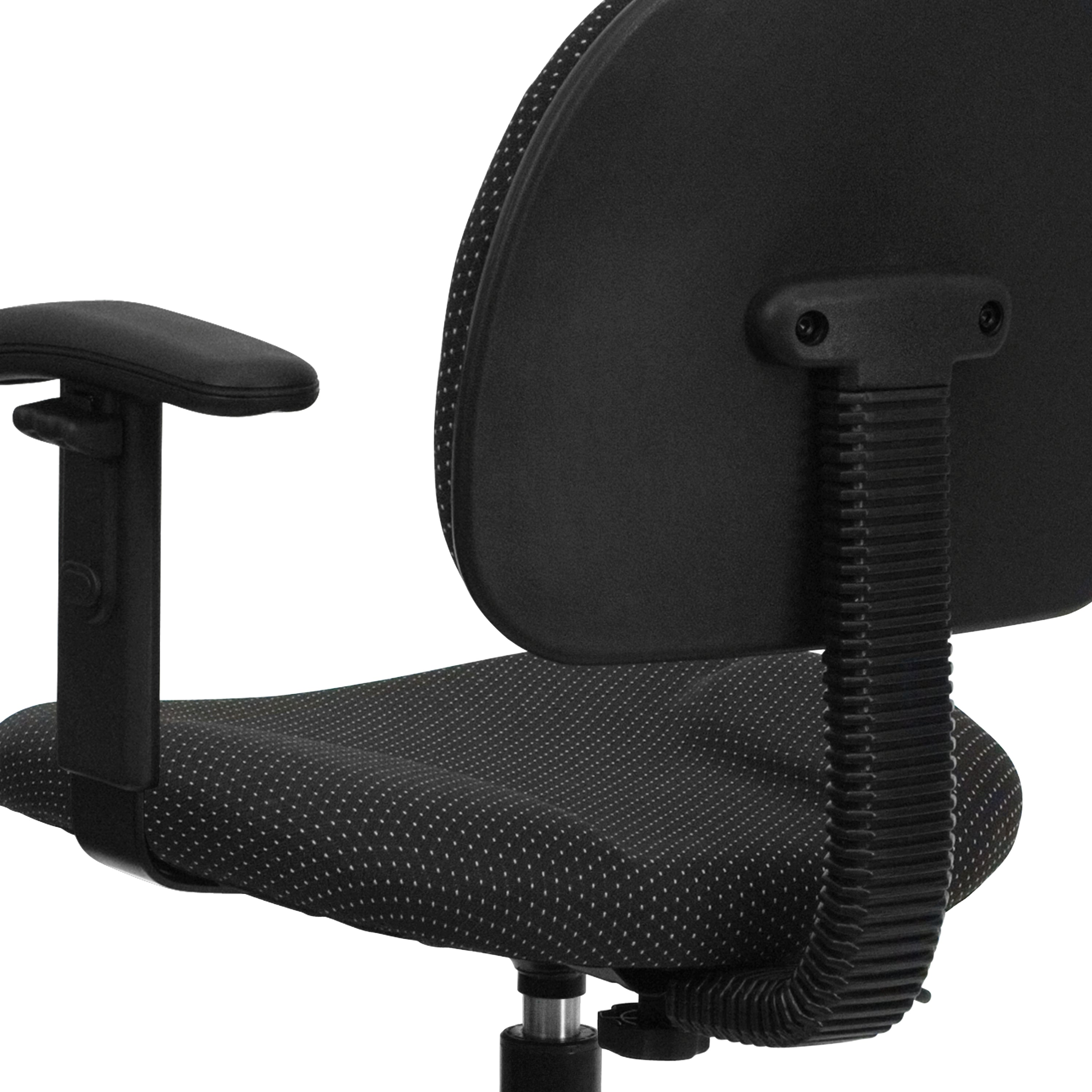 Bruce Black Patterned Fabric Drafting Chair with Adjustable Arms (Cylinders: 22.5''-27''H or 26''-30.5''H)
