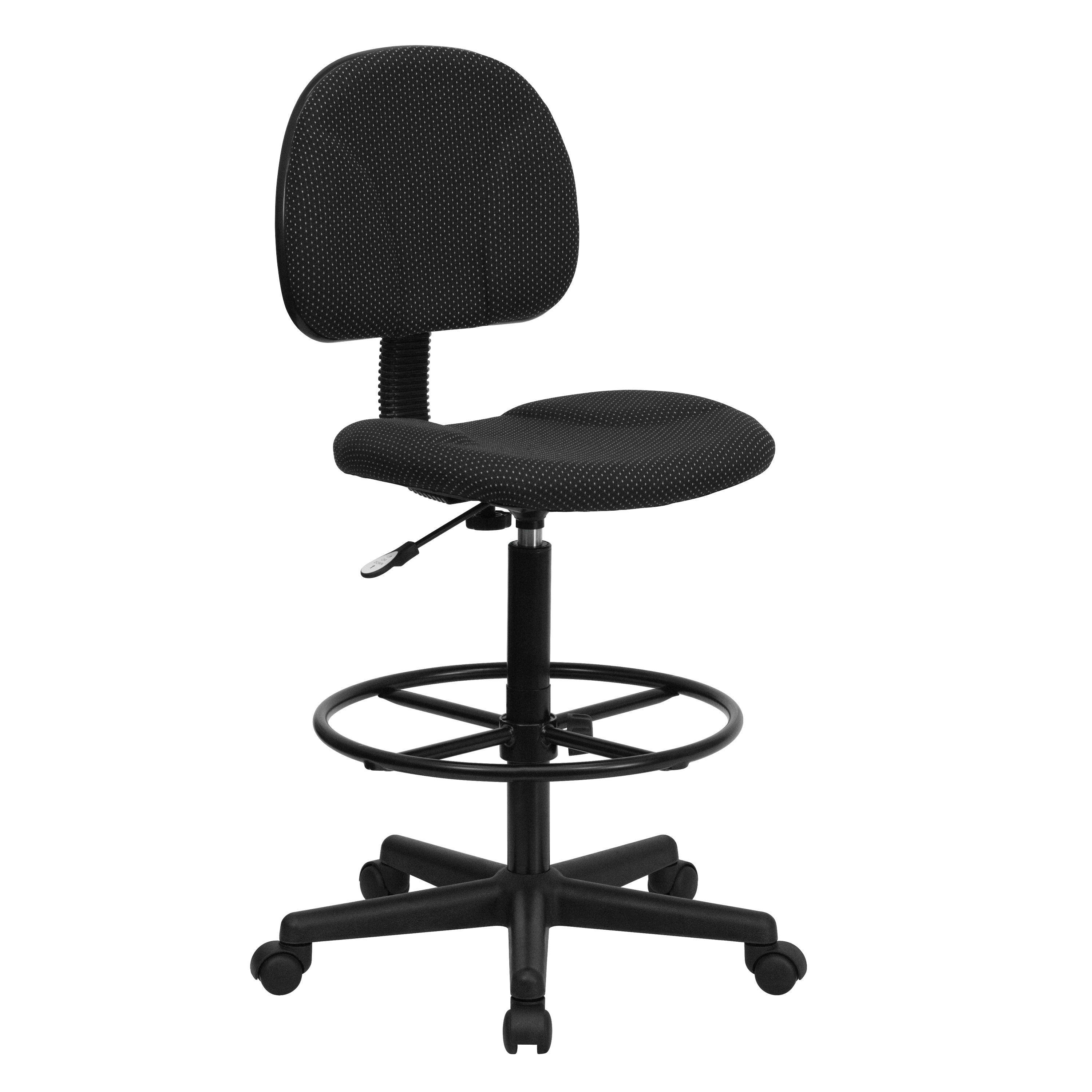 Bruce Black Patterned Fabric Drafting Chair (Cylinders: 22.5''-27''H or 26''-30.5''H)