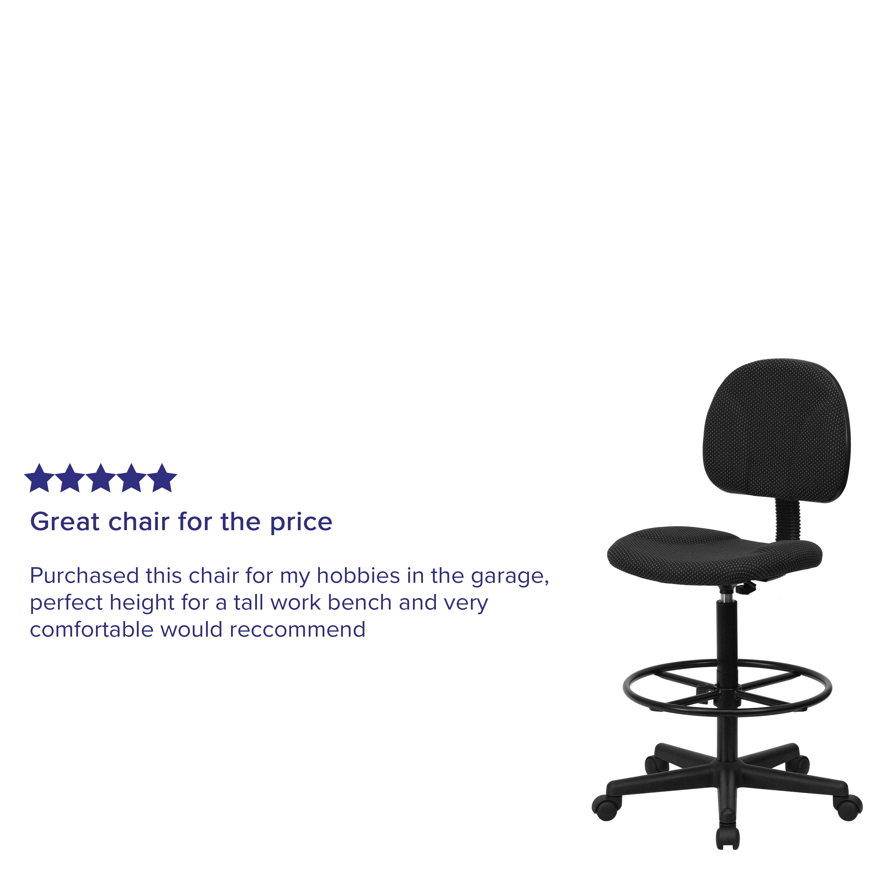 Bruce Black Patterned Fabric Drafting Chair (Cylinders: 22.5''-27''H or 26''-30.5''H)