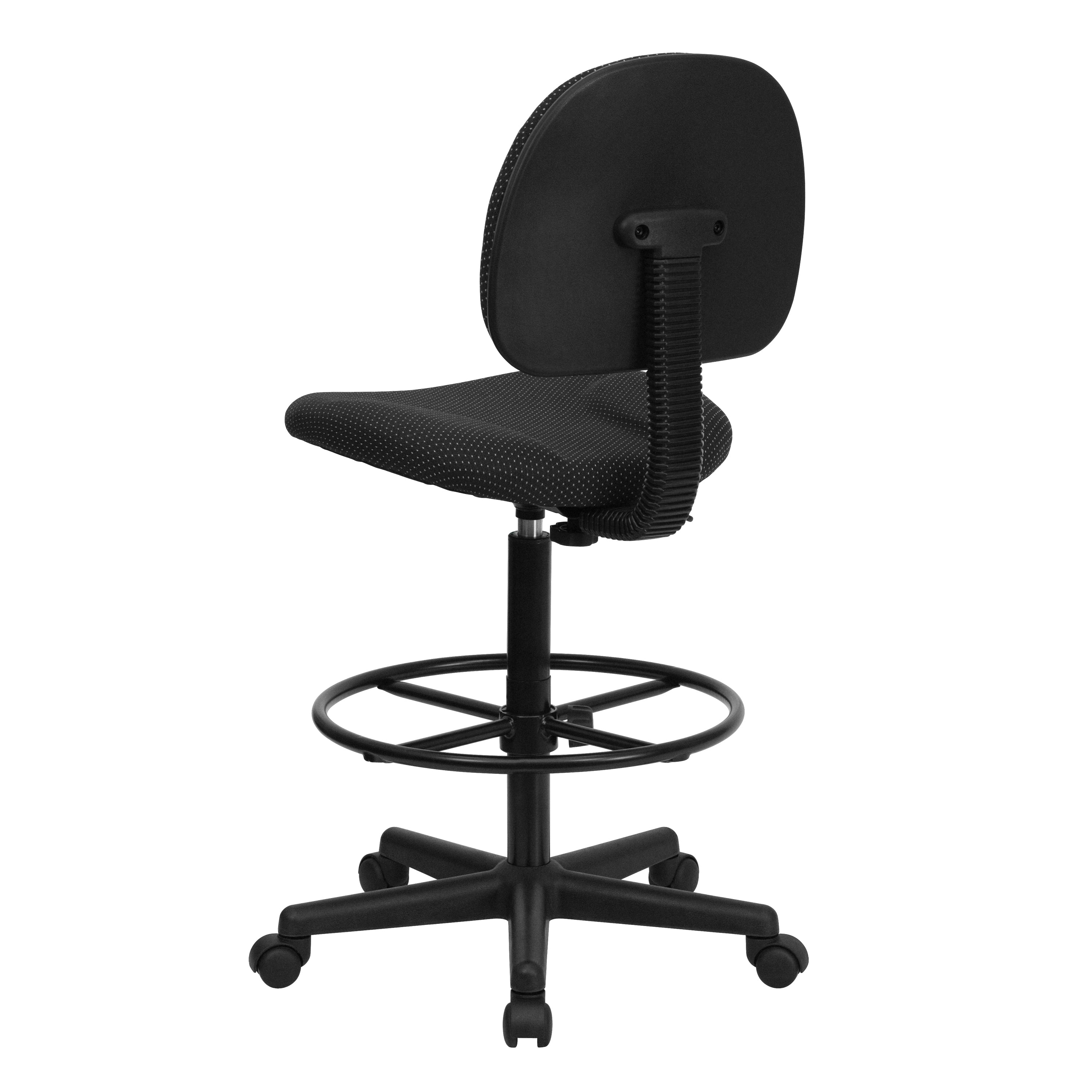 Bruce Black Patterned Fabric Drafting Chair (Cylinders: 22.5''-27''H or 26''-30.5''H)