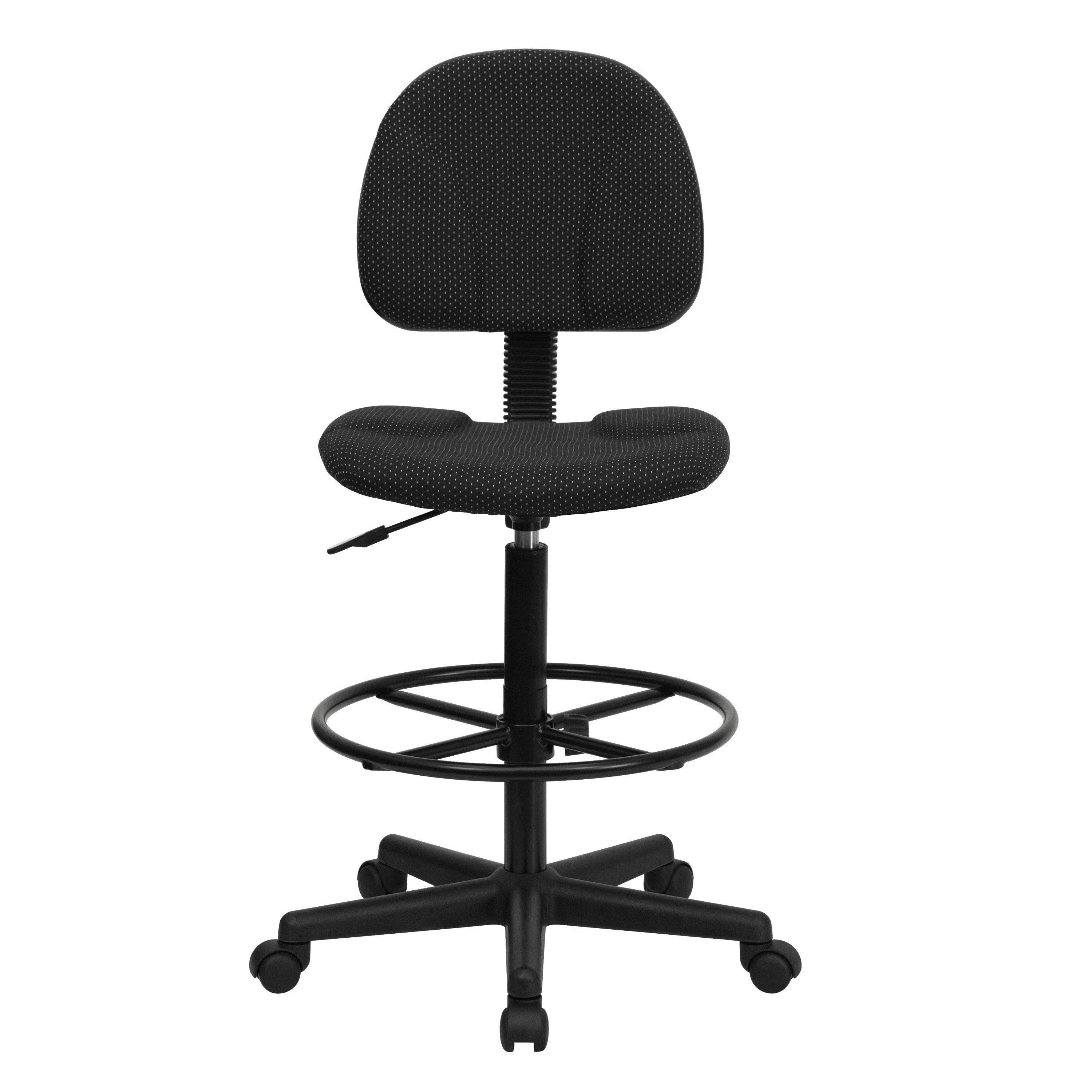 Bruce Black Patterned Fabric Drafting Chair (Cylinders: 22.5''-27''H or 26''-30.5''H)