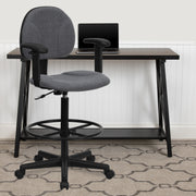 Bruce Gray Fabric Drafting Chair with Adjustable Arms (Cylinders: 22.5''-27''H or 26''-30.5''H)