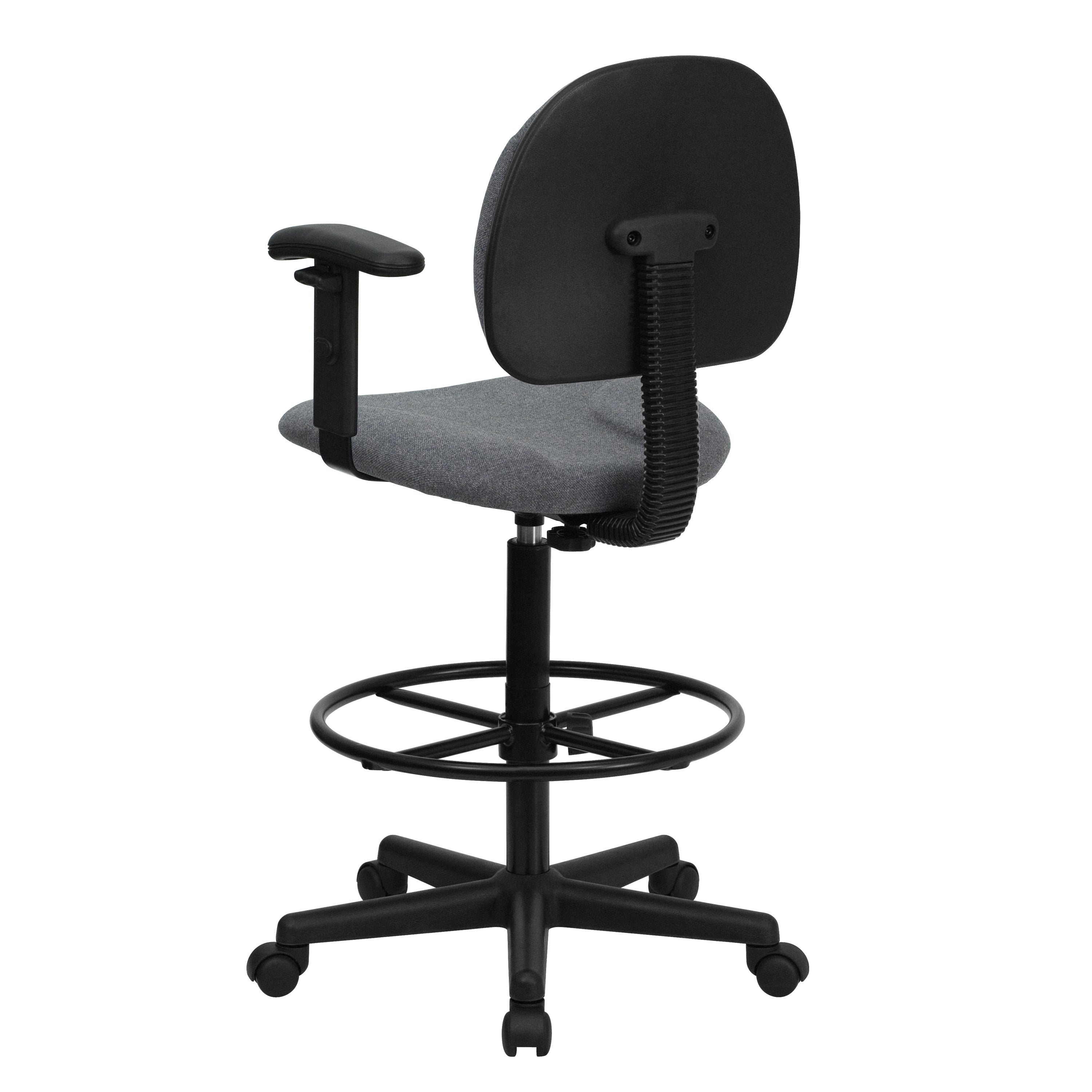 Bruce Gray Fabric Drafting Chair with Adjustable Arms (Cylinders: 22.5''-27''H or 26''-30.5''H)