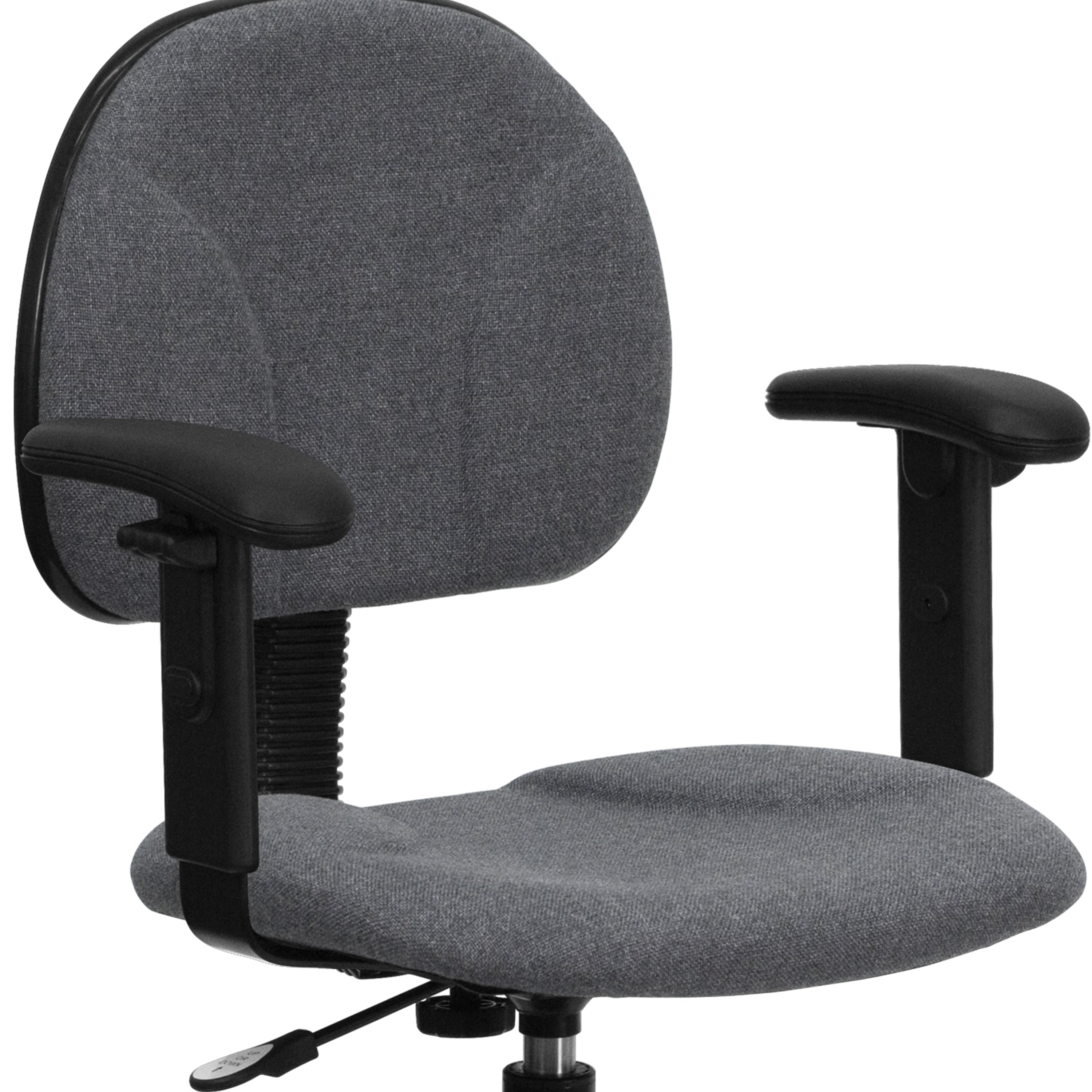 Bruce Gray Fabric Drafting Chair with Adjustable Arms (Cylinders: 22.5''-27''H or 26''-30.5''H)