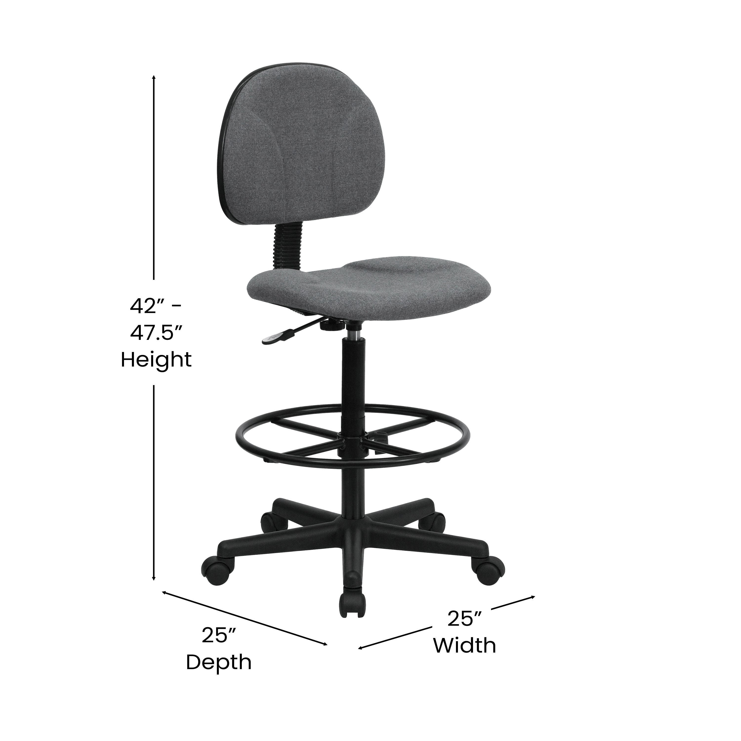 Bruce Gray Fabric Drafting Chair (Cylinders: 22.5''-27''H or 26''-30.5''H)