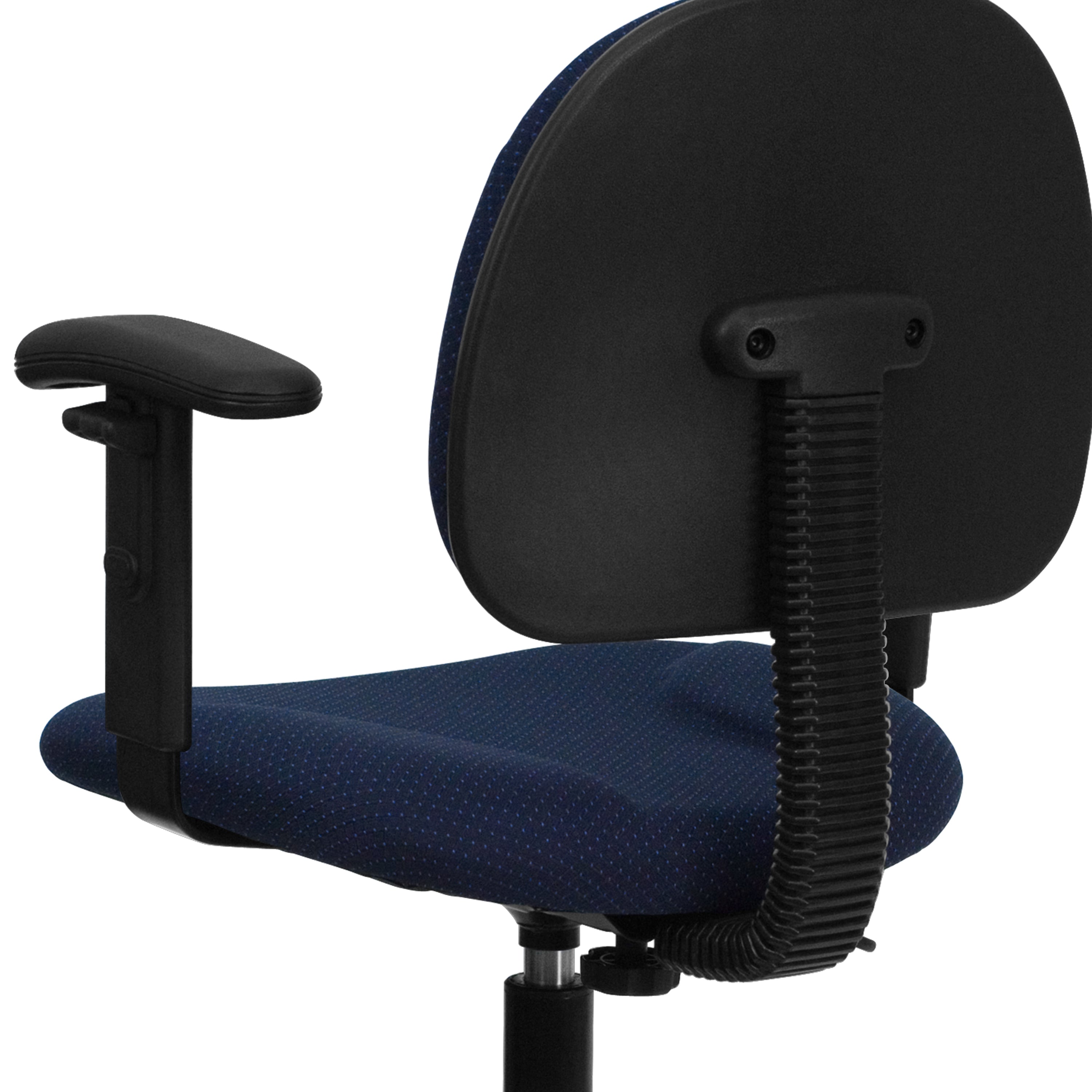 Bruce Navy Blue Patterned Fabric Drafting Chair with Adjustable Arms (Cylinders: 22.5''-27''H or 26''-30.5''H)
