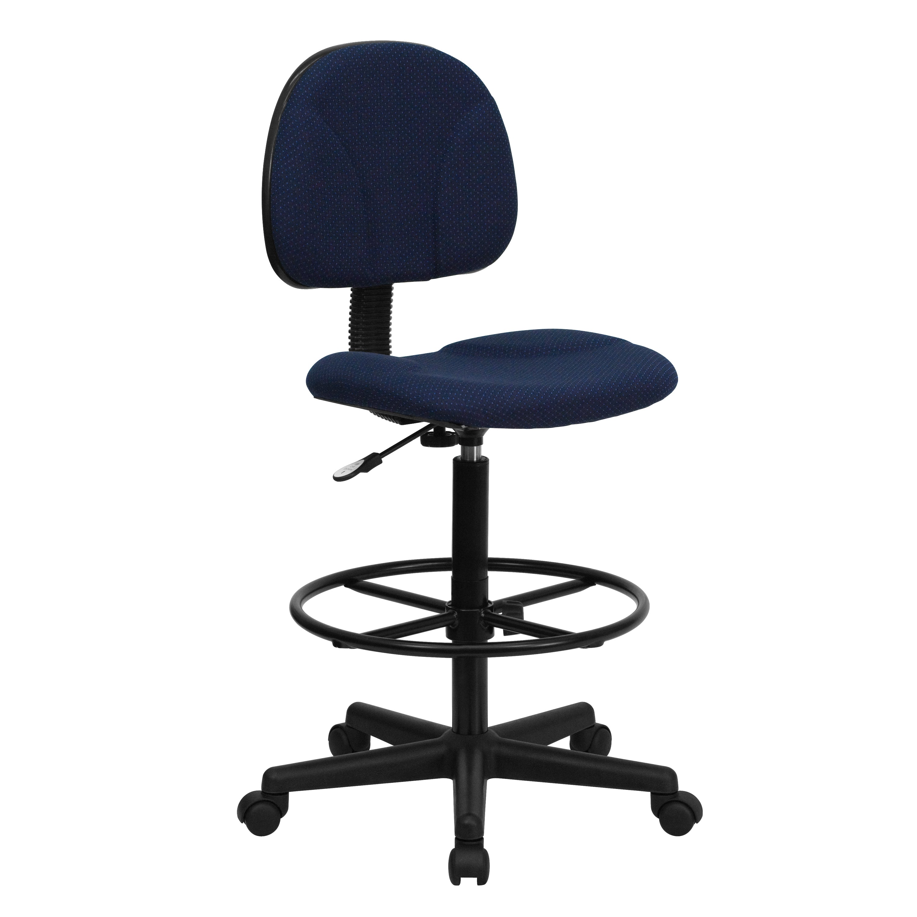 Bruce Navy Blue Patterned Fabric Drafting Chair (Cylinders: 22.5''-27''H or 26''-30.5''H)