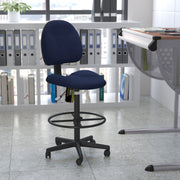 Bruce Navy Blue Patterned Fabric Drafting Chair (Cylinders: 22.5''-27''H or 26''-30.5''H)