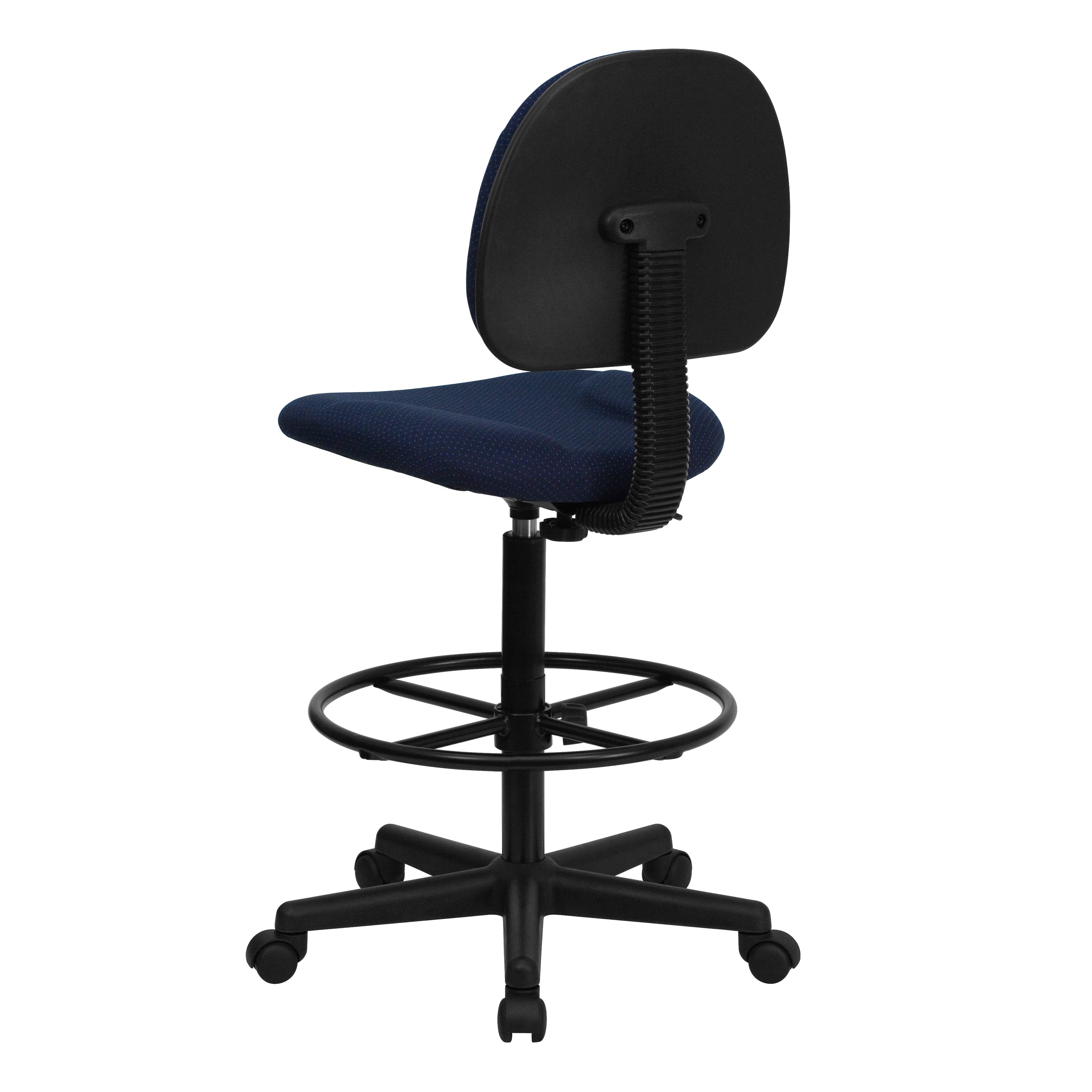 Bruce Navy Blue Patterned Fabric Drafting Chair (Cylinders: 22.5''-27''H or 26''-30.5''H)