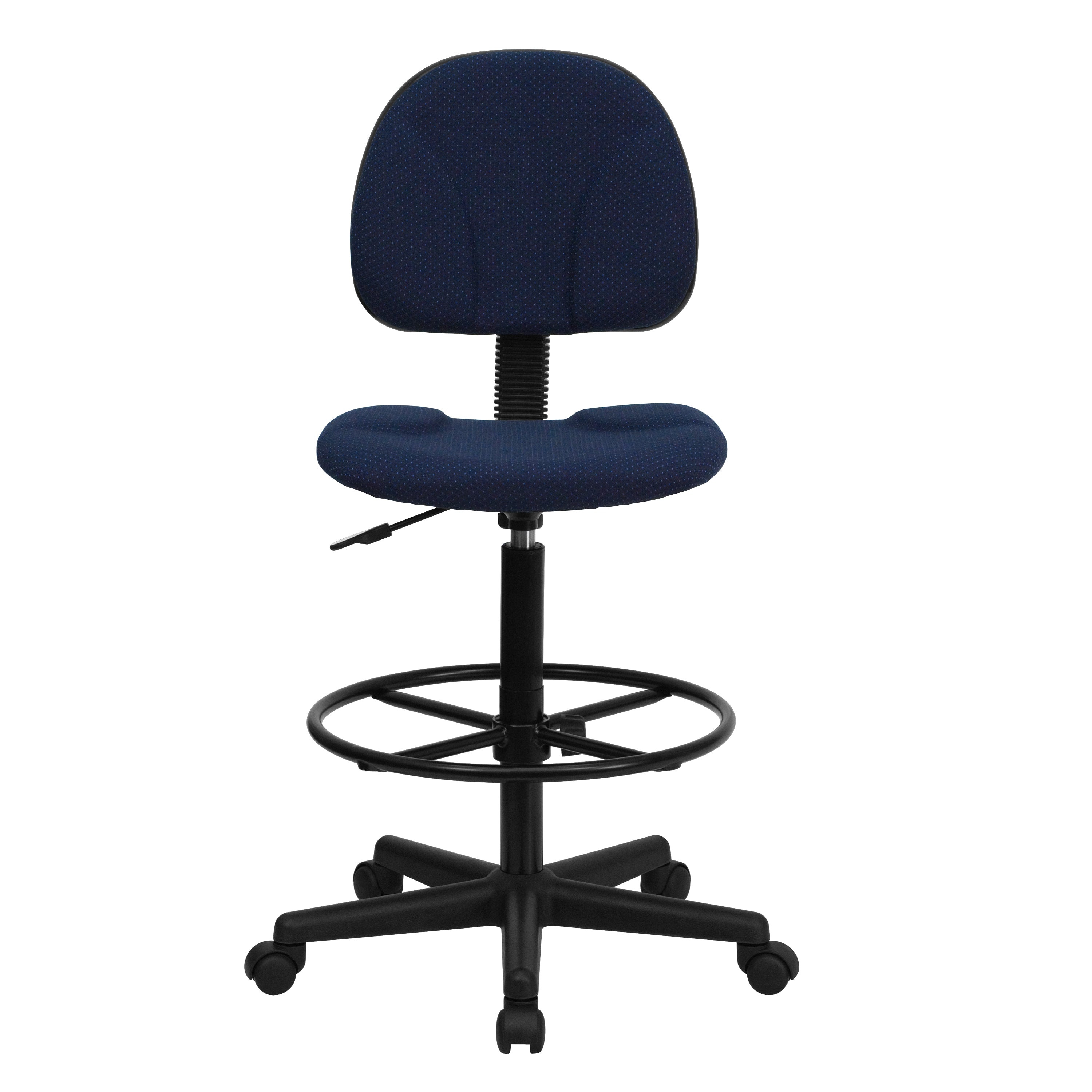 Bruce Navy Blue Patterned Fabric Drafting Chair (Cylinders: 22.5''-27''H or 26''-30.5''H)
