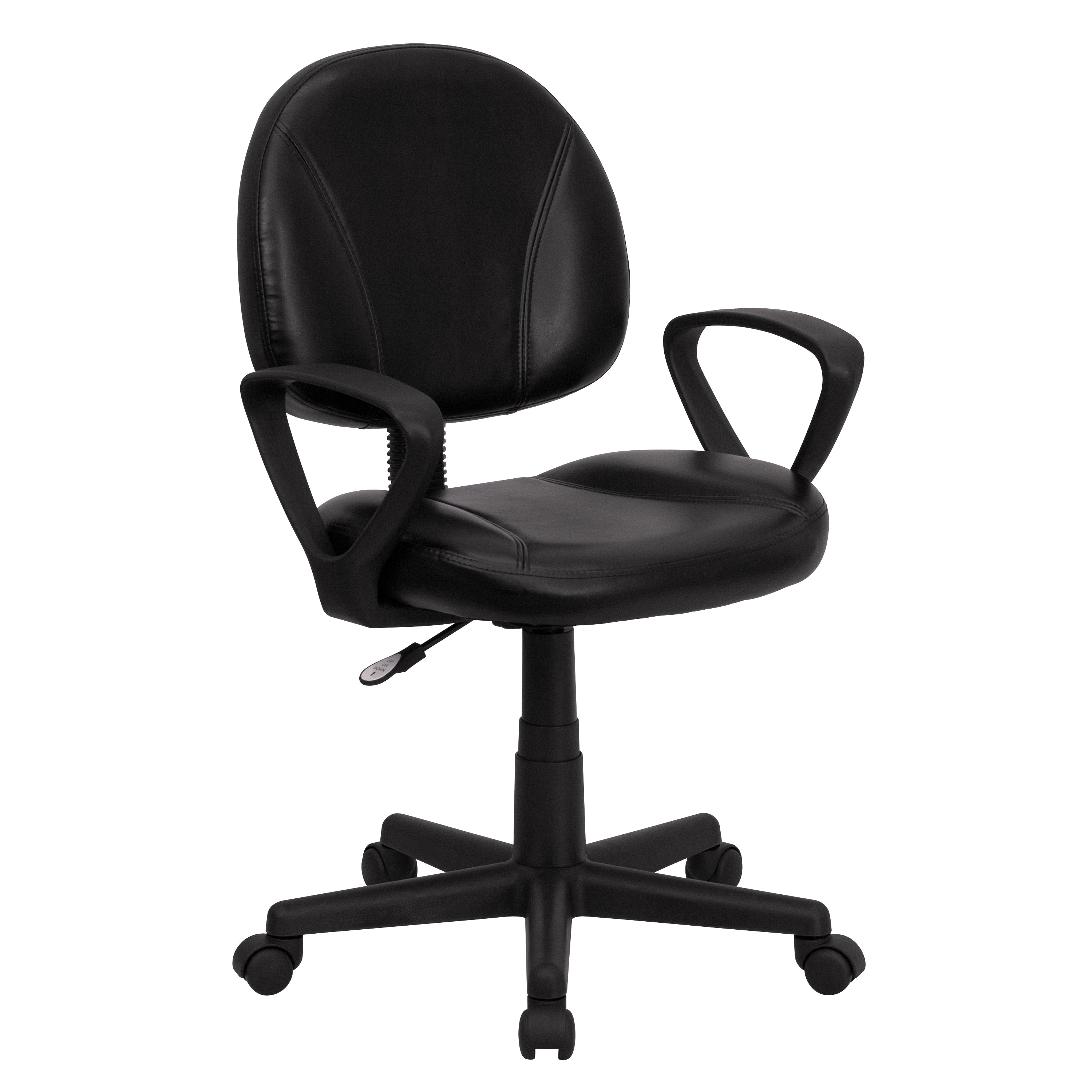 Ronald Mid-Back Black LeatherSoft Swivel Ergonomic Task Office Chair with Back Depth Adjustment and Arms