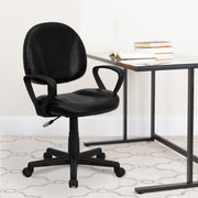 Ronald Mid-Back Black LeatherSoft Swivel Ergonomic Task Office Chair with Back Depth Adjustment and Arms